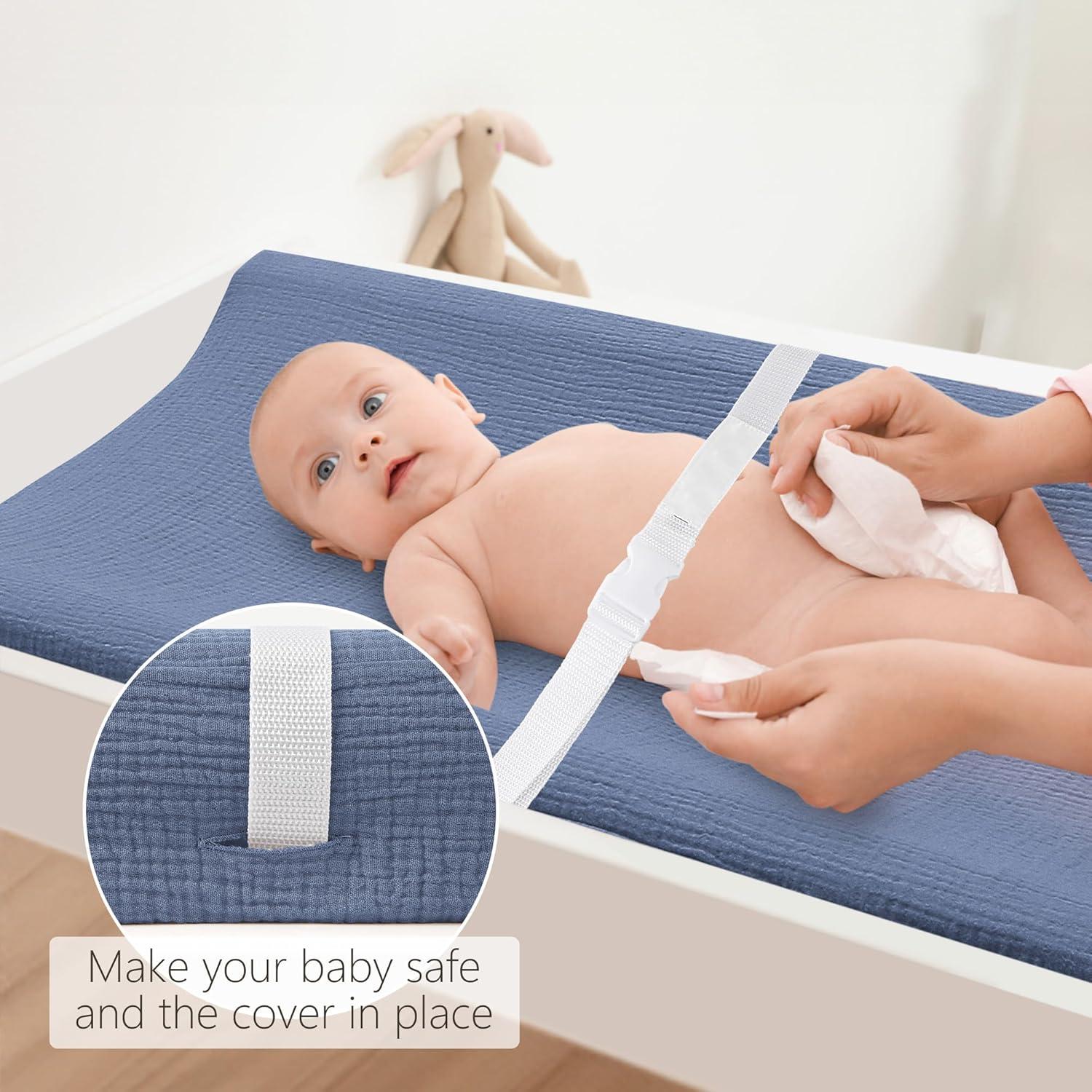 Funda de Cambiador Bearmoss 100% Algodón Muselina 2 Piezas Luna Azul