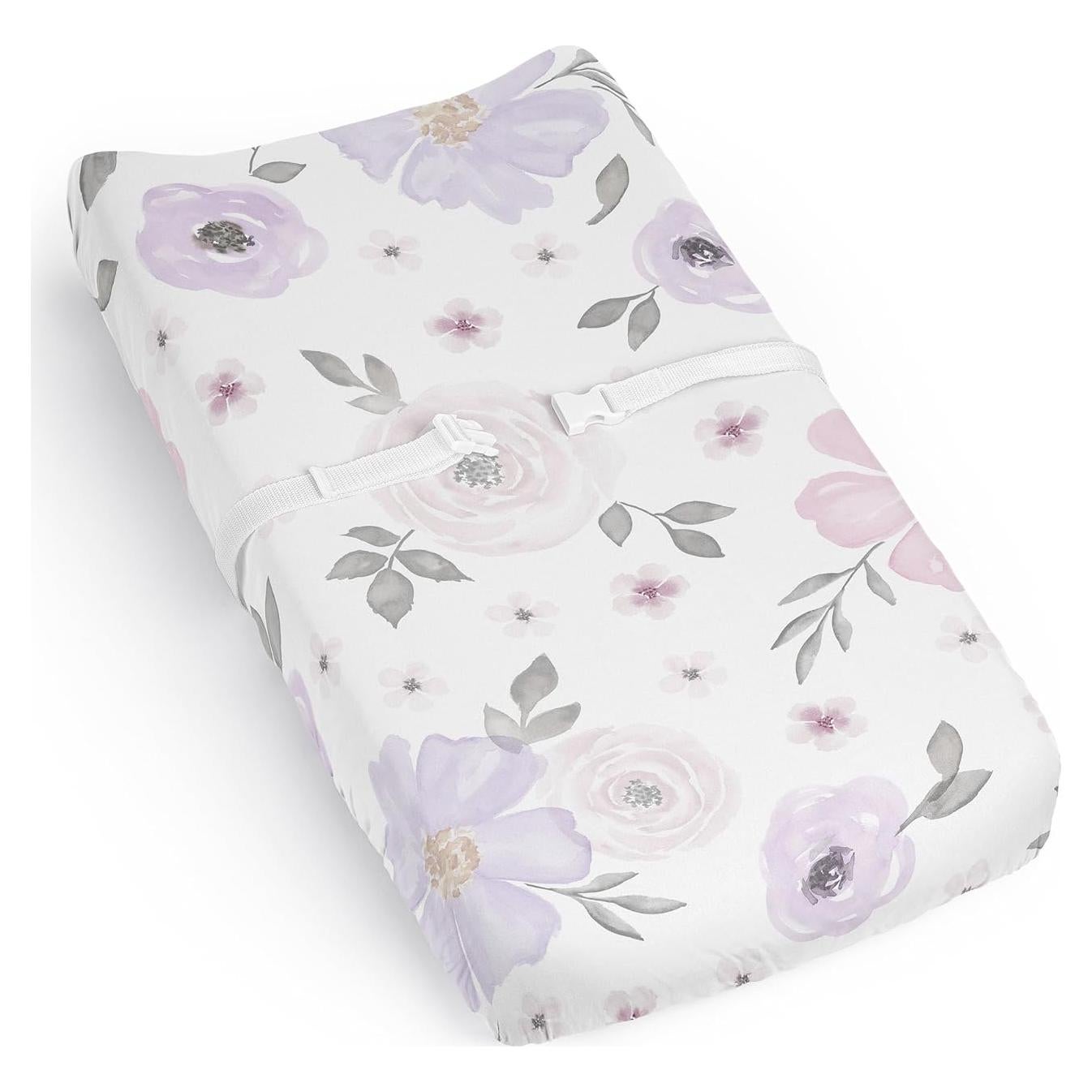 Sábana de Cubierta para Almohadilla de Cambio Sweet Jojo Designs Lavanda Floral