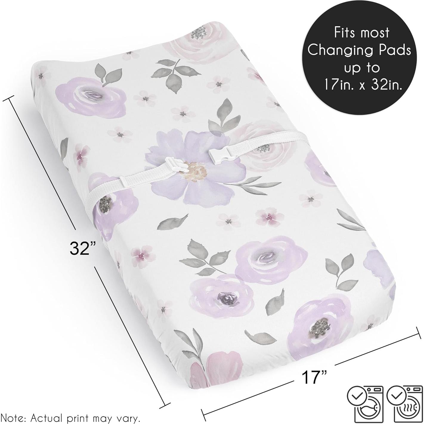 Sábana de Cubierta para Almohadilla de Cambio Sweet Jojo Designs Lavanda Floral