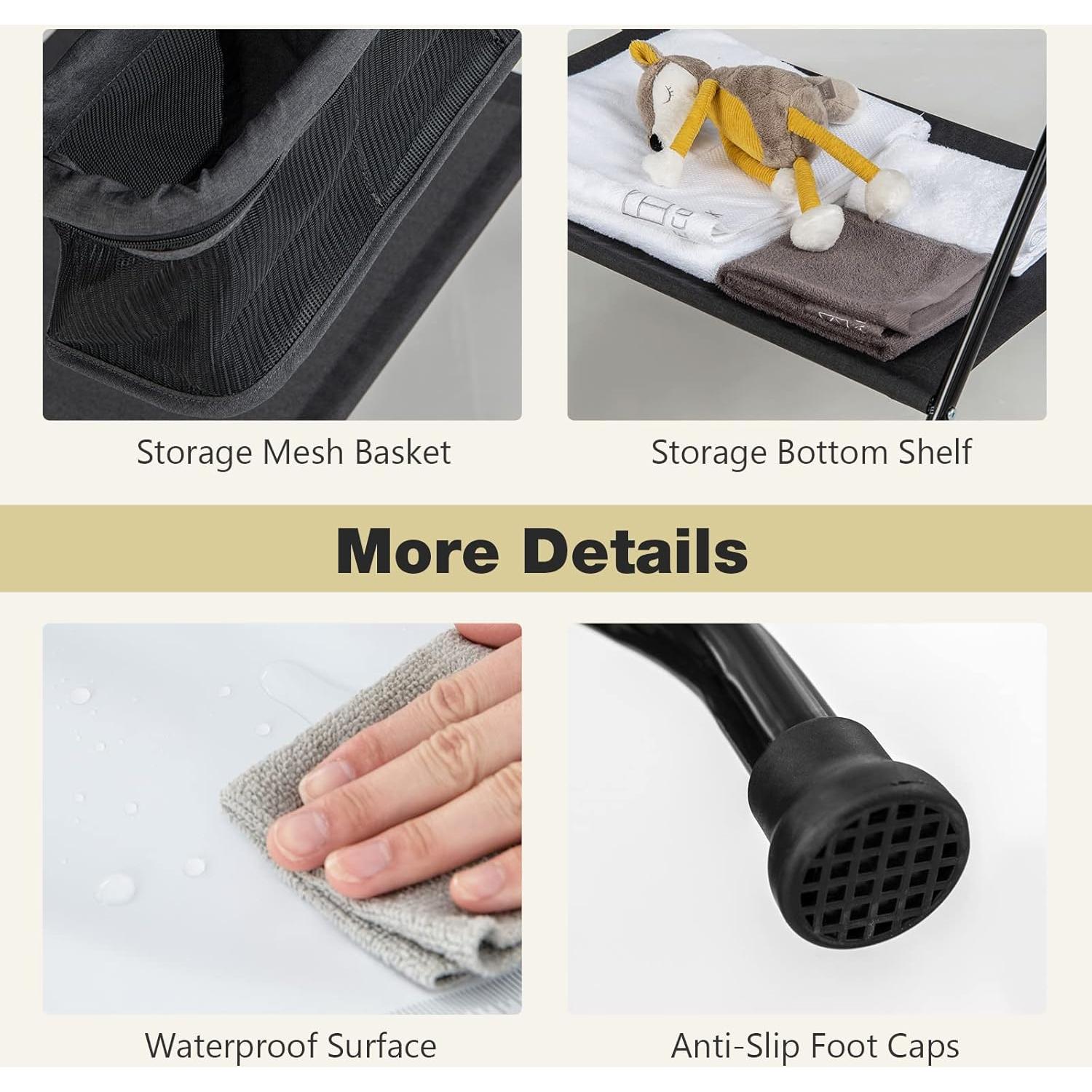 Mesa de Cambio para Bebés INFANS Plegable con Almacenamiento Negro