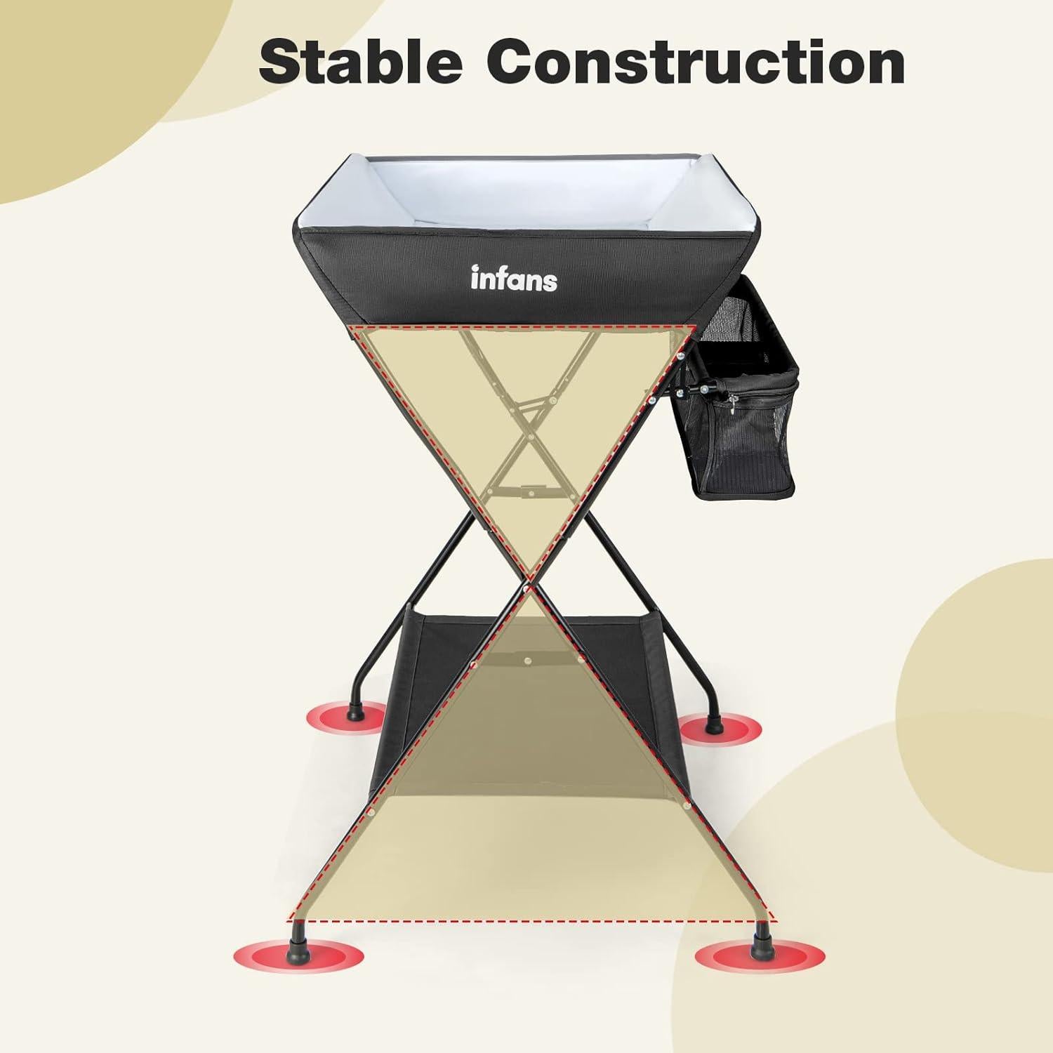 Mesa de Cambio para Bebés INFANS Plegable con Almacenamiento Negro