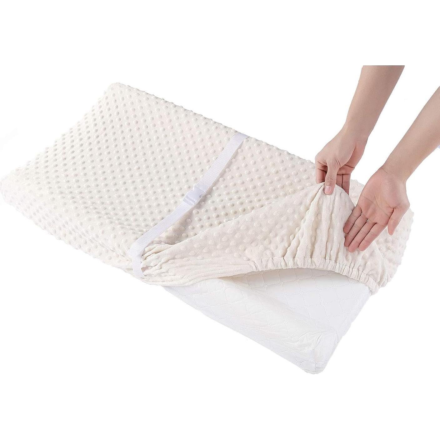 Funda de Cambiador Sólida Beige Minky 81x41 cm Lavable