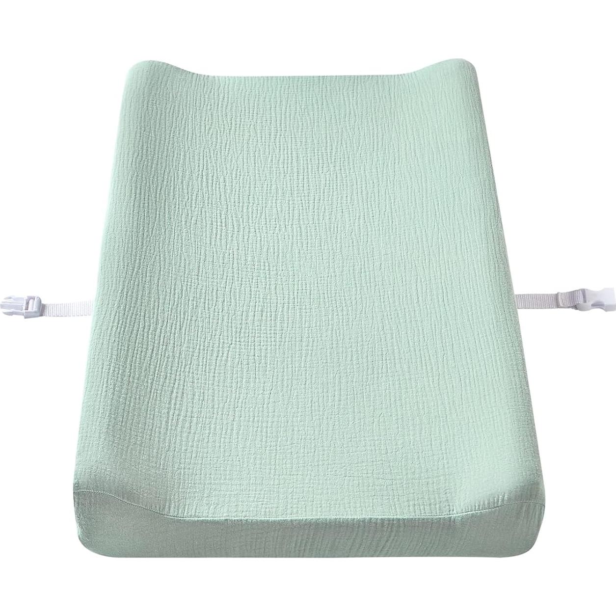 Funda de Cambiador de Muselina Orgánica Verde - Ajustable 81x41 cm