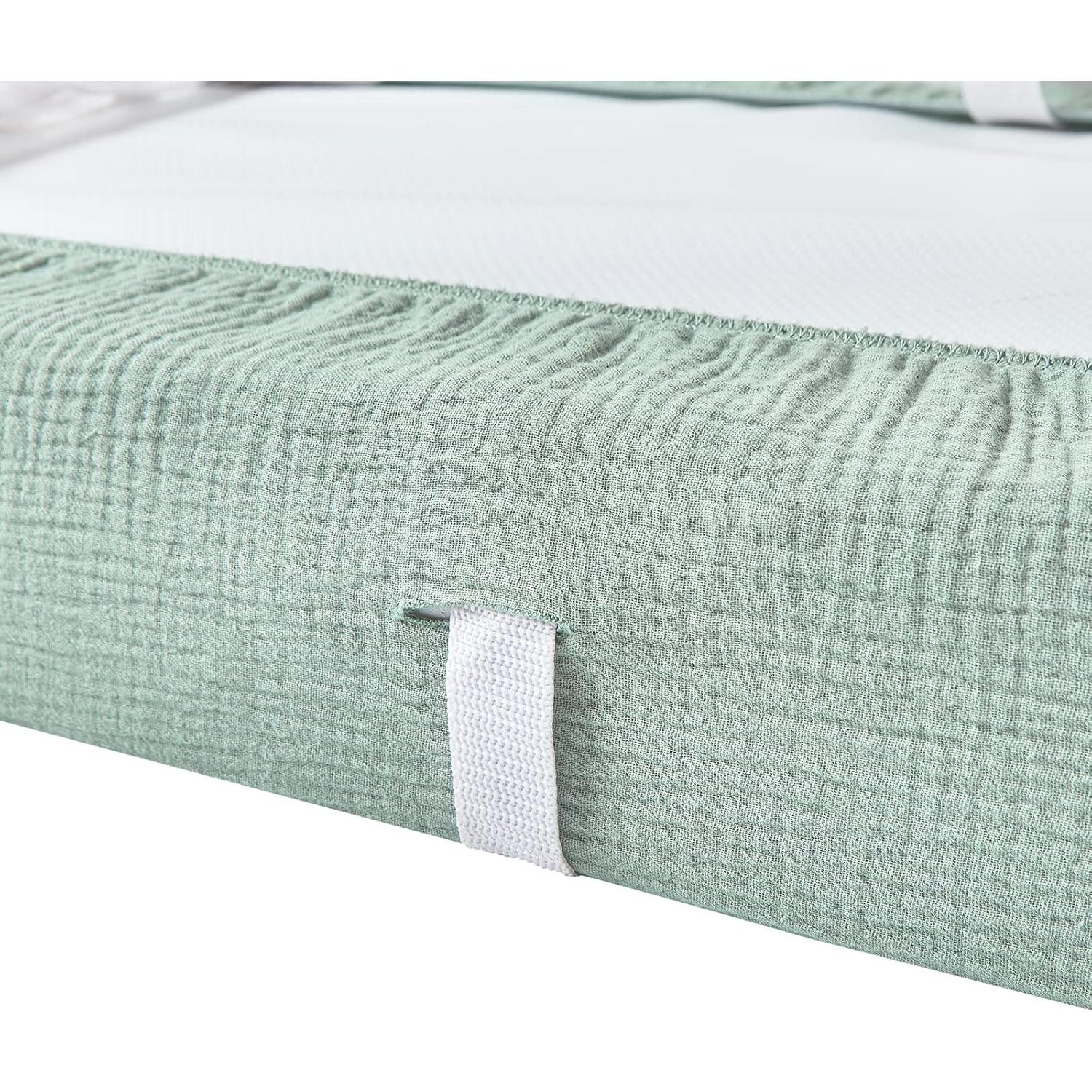 Funda de Cambiador de Muselina Orgánica Verde - Ajustable 81x41 cm