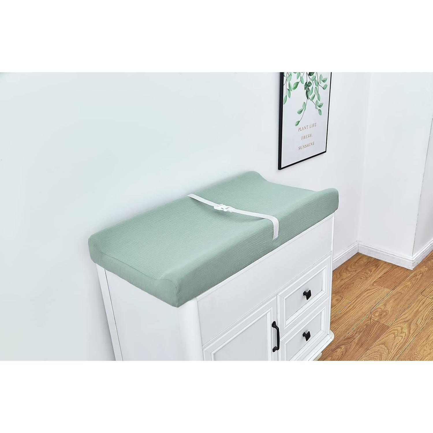 Funda de Cambiador de Muselina Orgánica Verde - Ajustable 81x41 cm