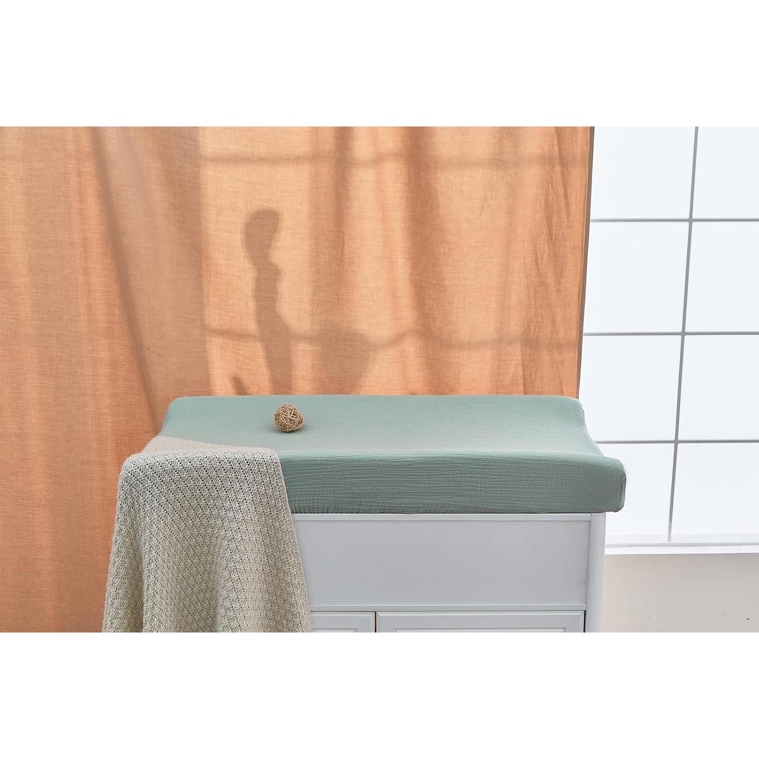 Funda de Cambiador de Muselina Orgánica Verde - Ajustable 81x41 cm