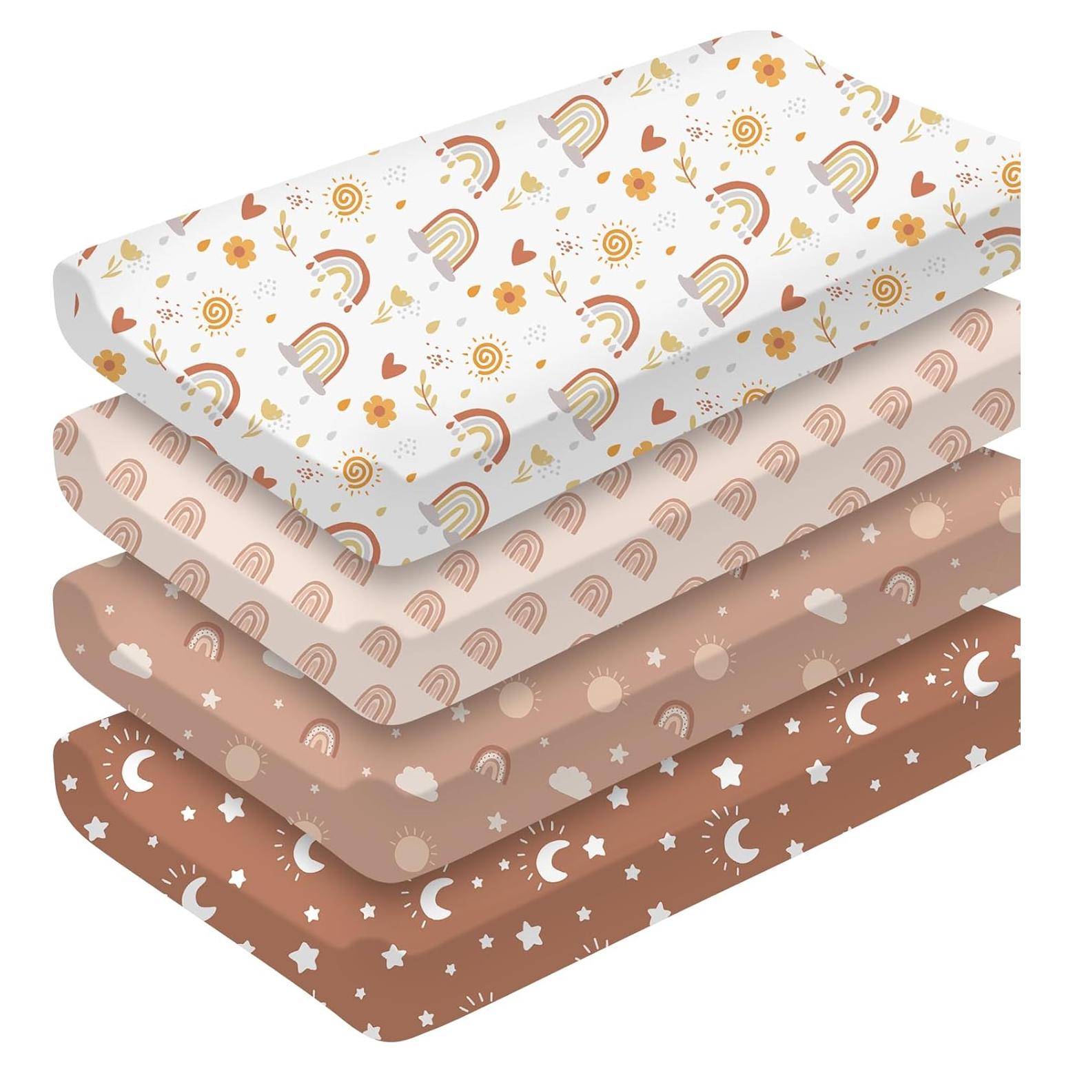 4 Fundas de Cambiador Arcoíris Boho 81 x 43 cm Suaves