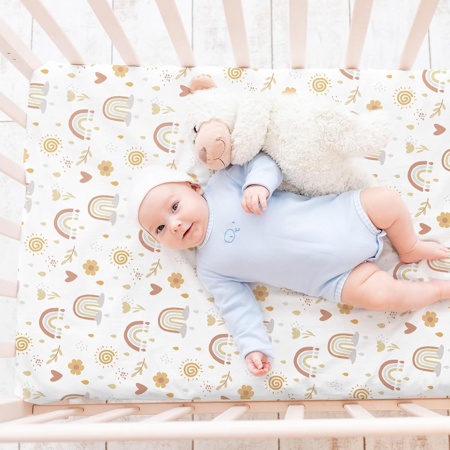 4 Fundas de Cambiador Arcoíris Boho 81 x 43 cm Suaves