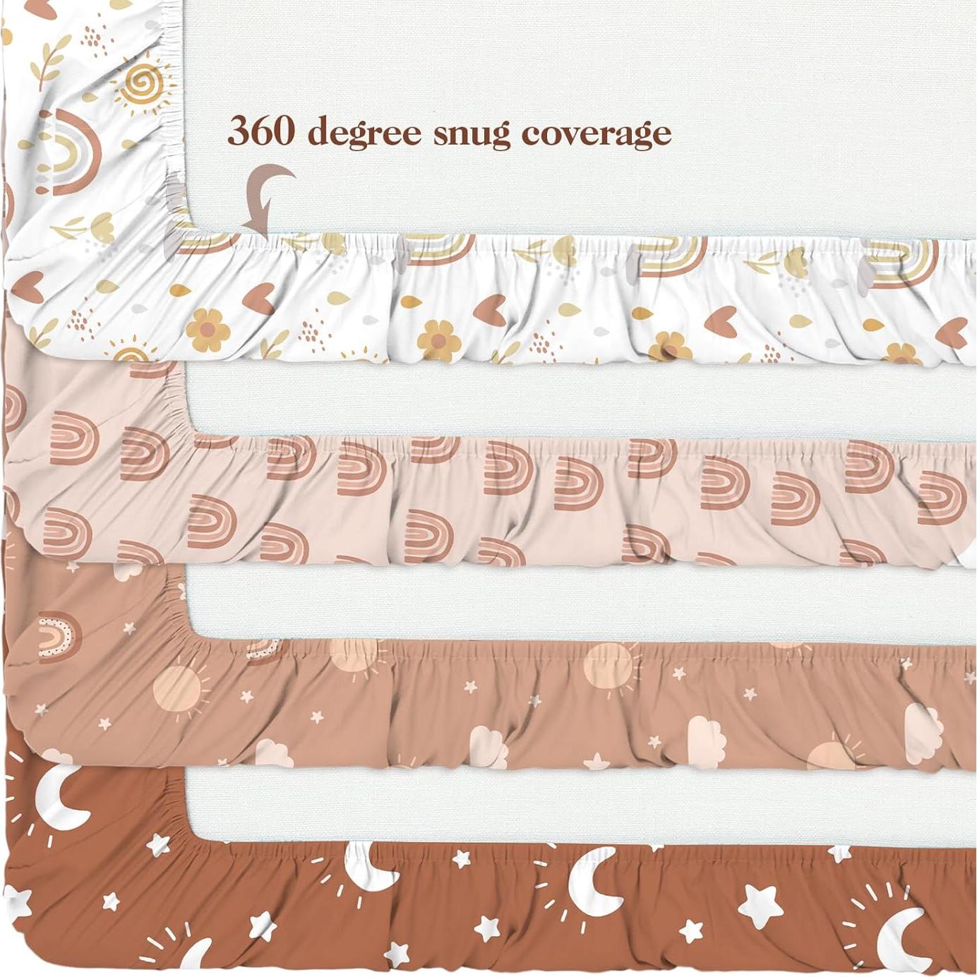 4 Fundas de Cambiador Arcoíris Boho 81 x 43 cm Suaves