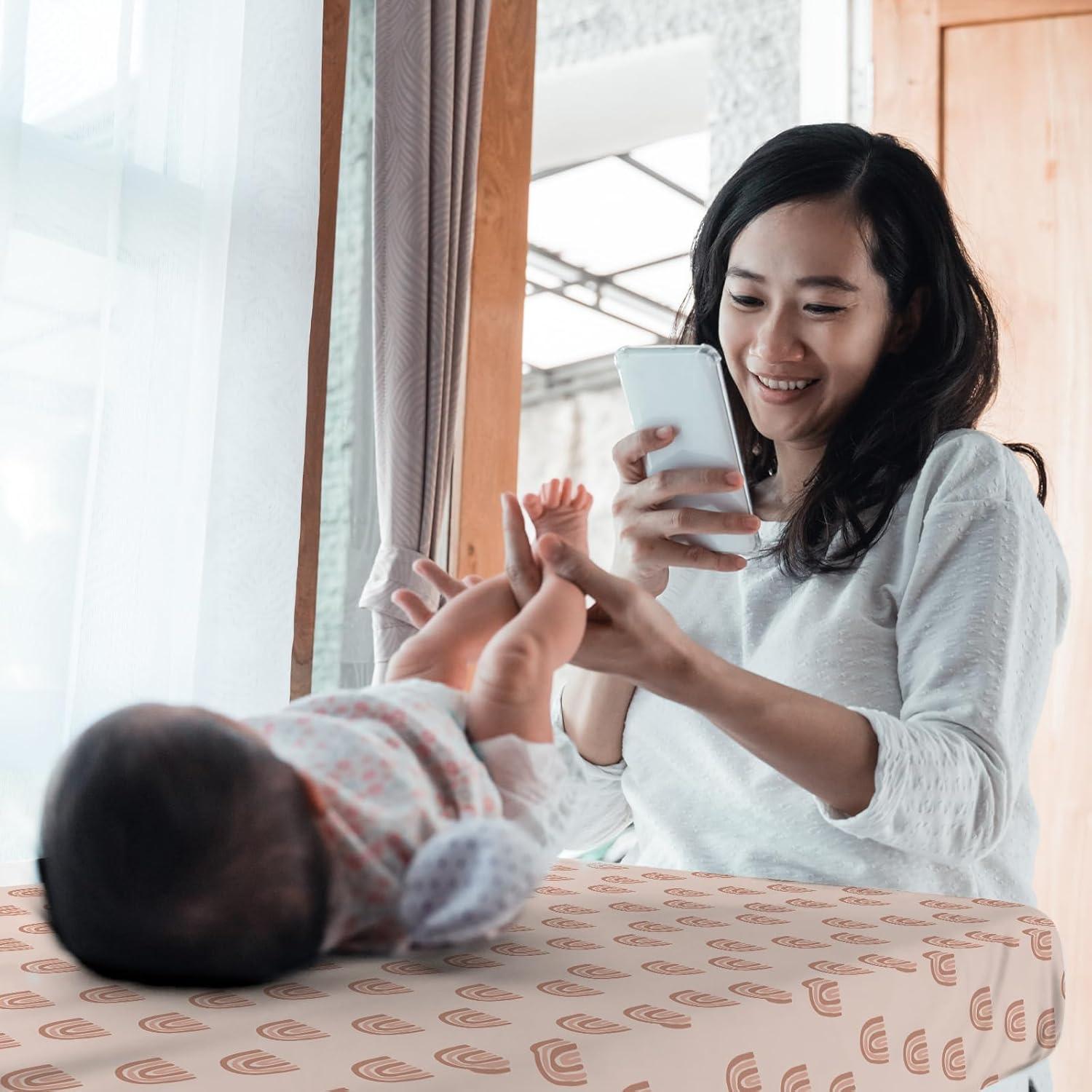 4 Fundas de Cambiador Arcoíris Boho 81 x 43 cm Suaves