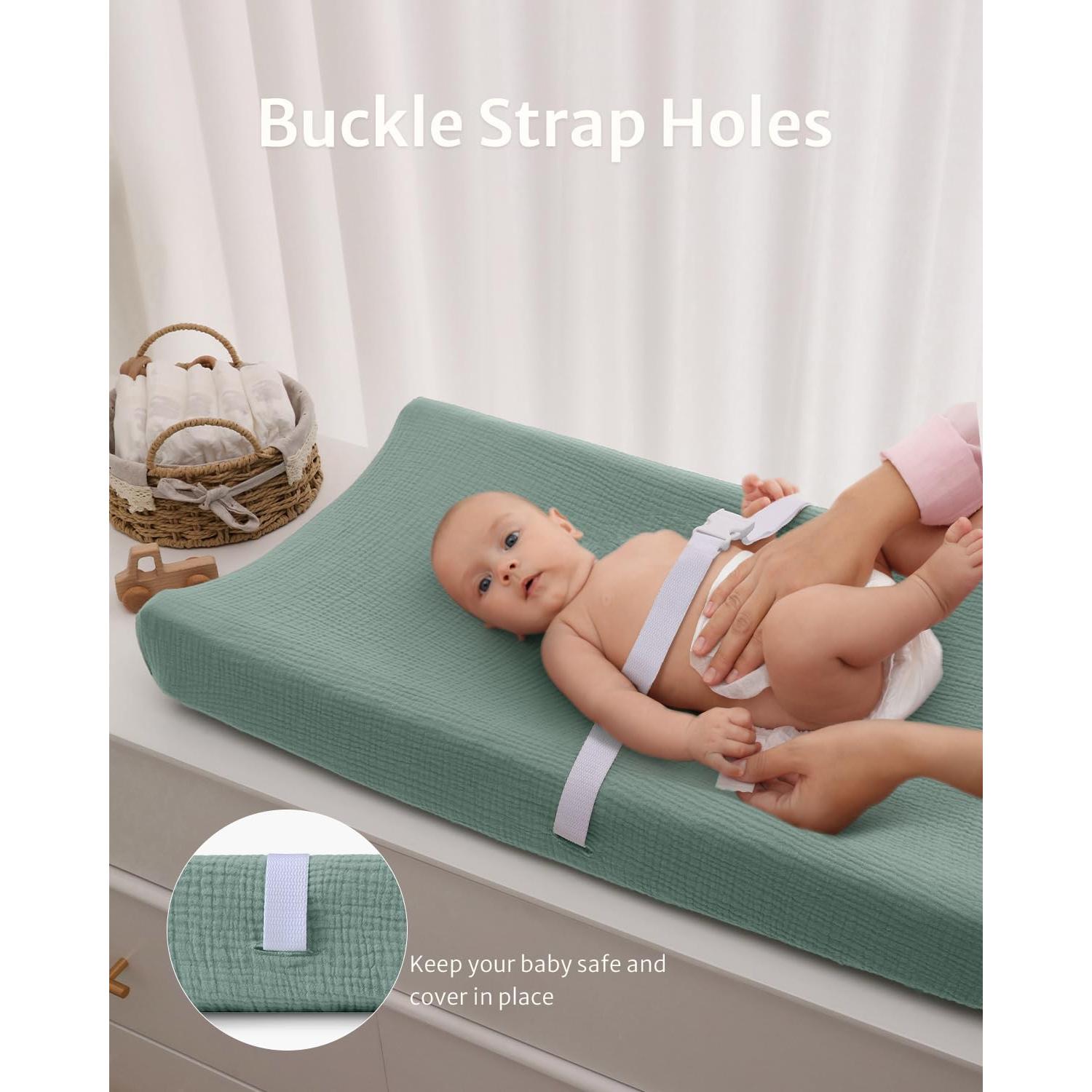 Cubierta de Cambiador de Muselina Blissful Diary 2 Pzas Verde Romano y Hoja