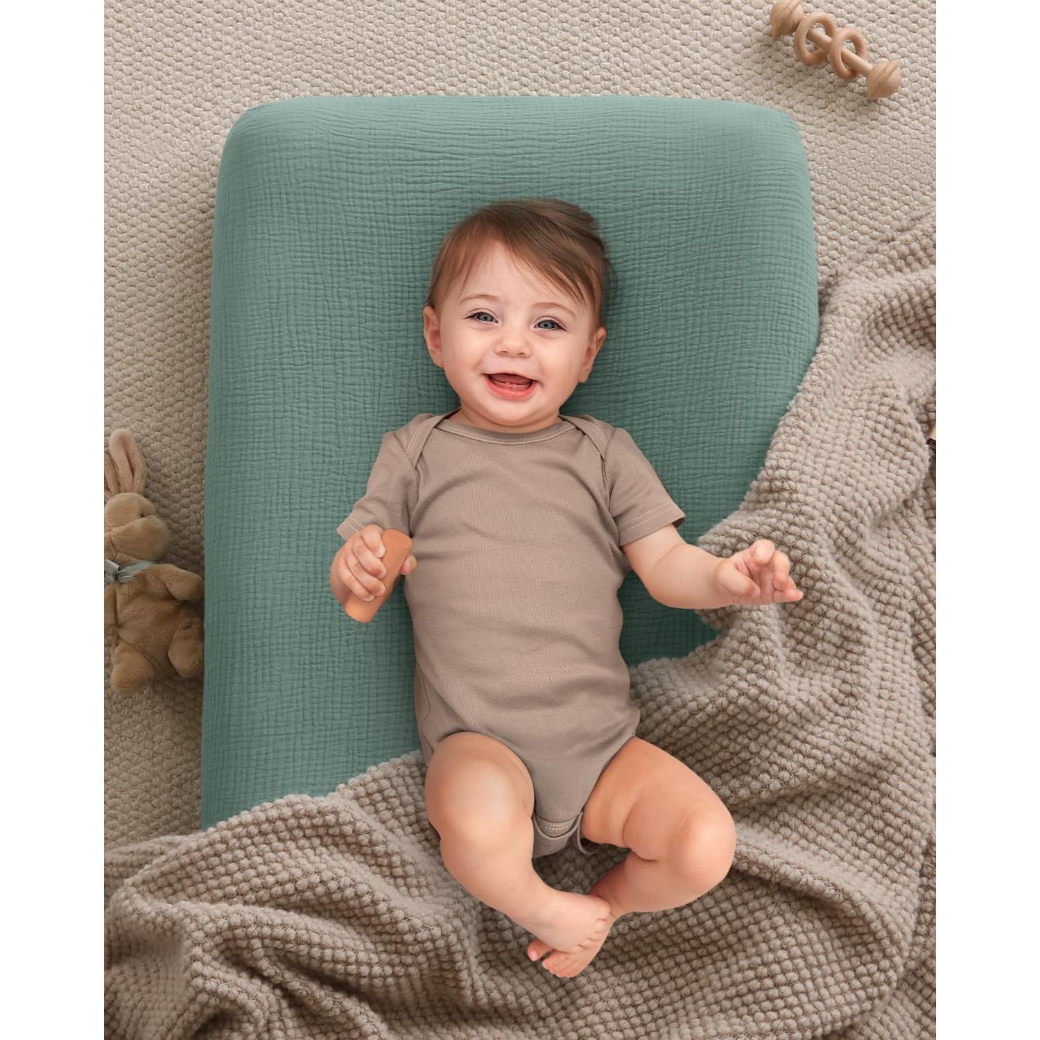 Cubierta de Cambiador de Muselina Blissful Diary 2 Pzas Verde Romano y Hoja