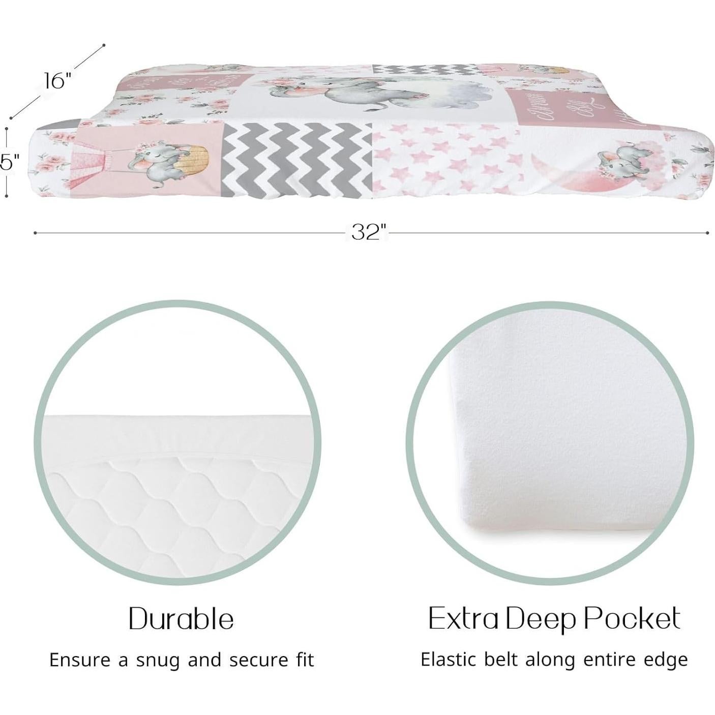 Funda de Cambiador Floral Elefante Rosa HawSkgFub 81x40 cm