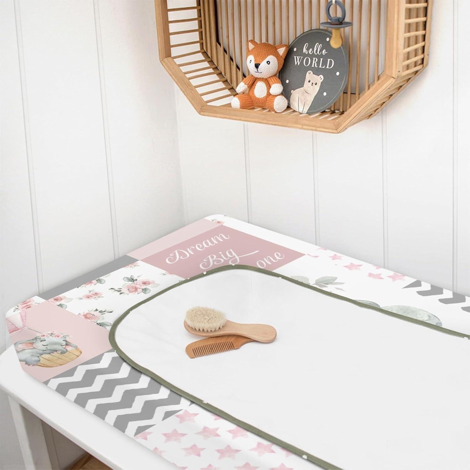 Funda de Cambiador Floral Elefante Rosa HawSkgFub 81x40 cm