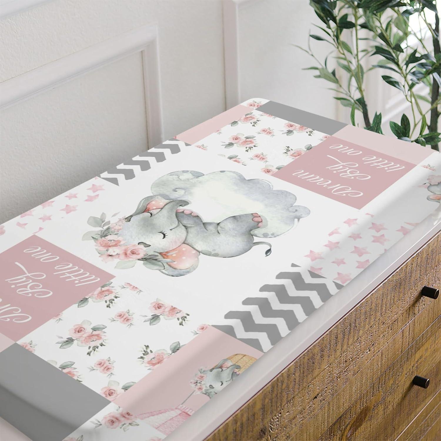 Funda de Cambiador Floral Elefante Rosa HawSkgFub 81x40 cm