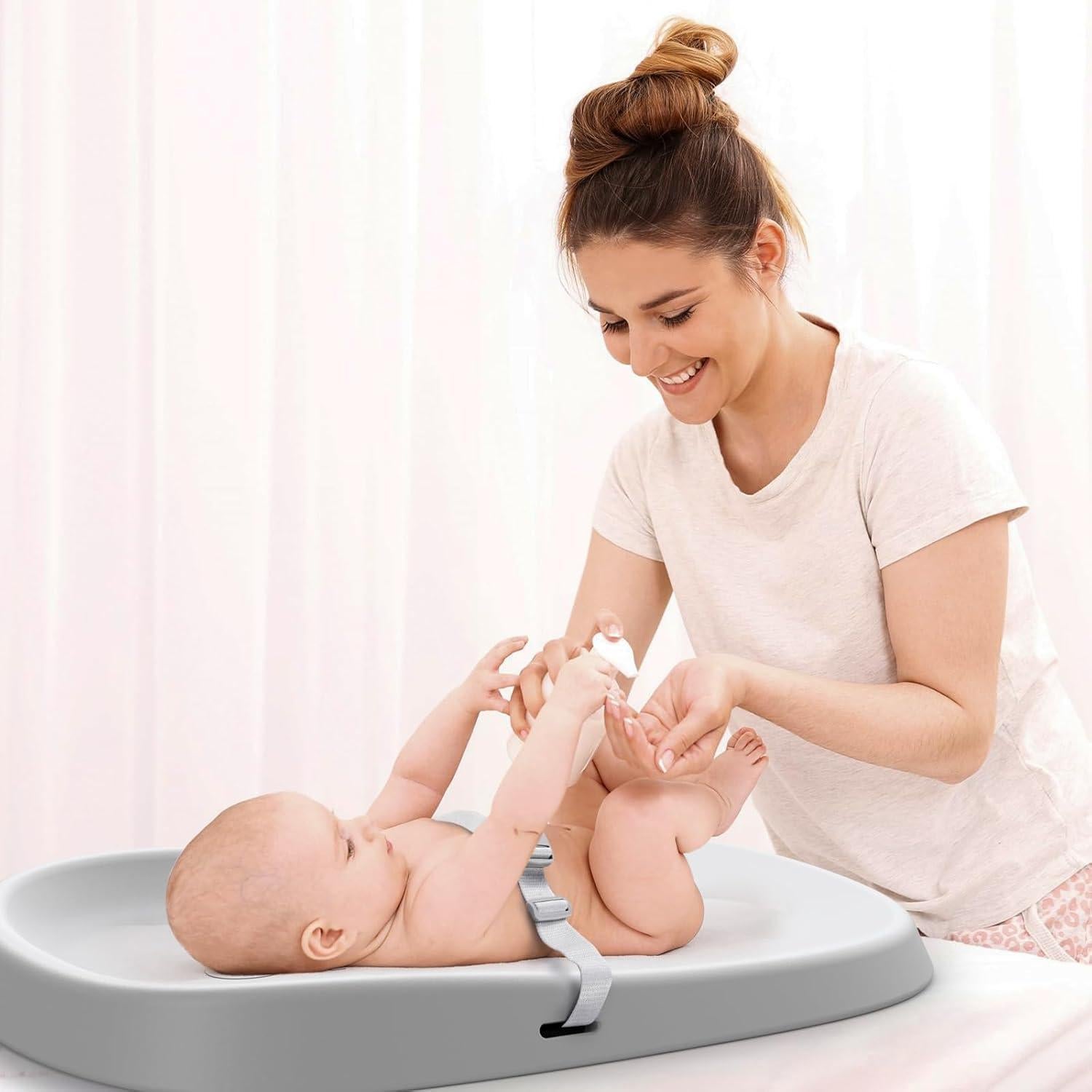 Almohadilla para Cambiar Bebés Bellababy Gris Impermeable 70x48 cm