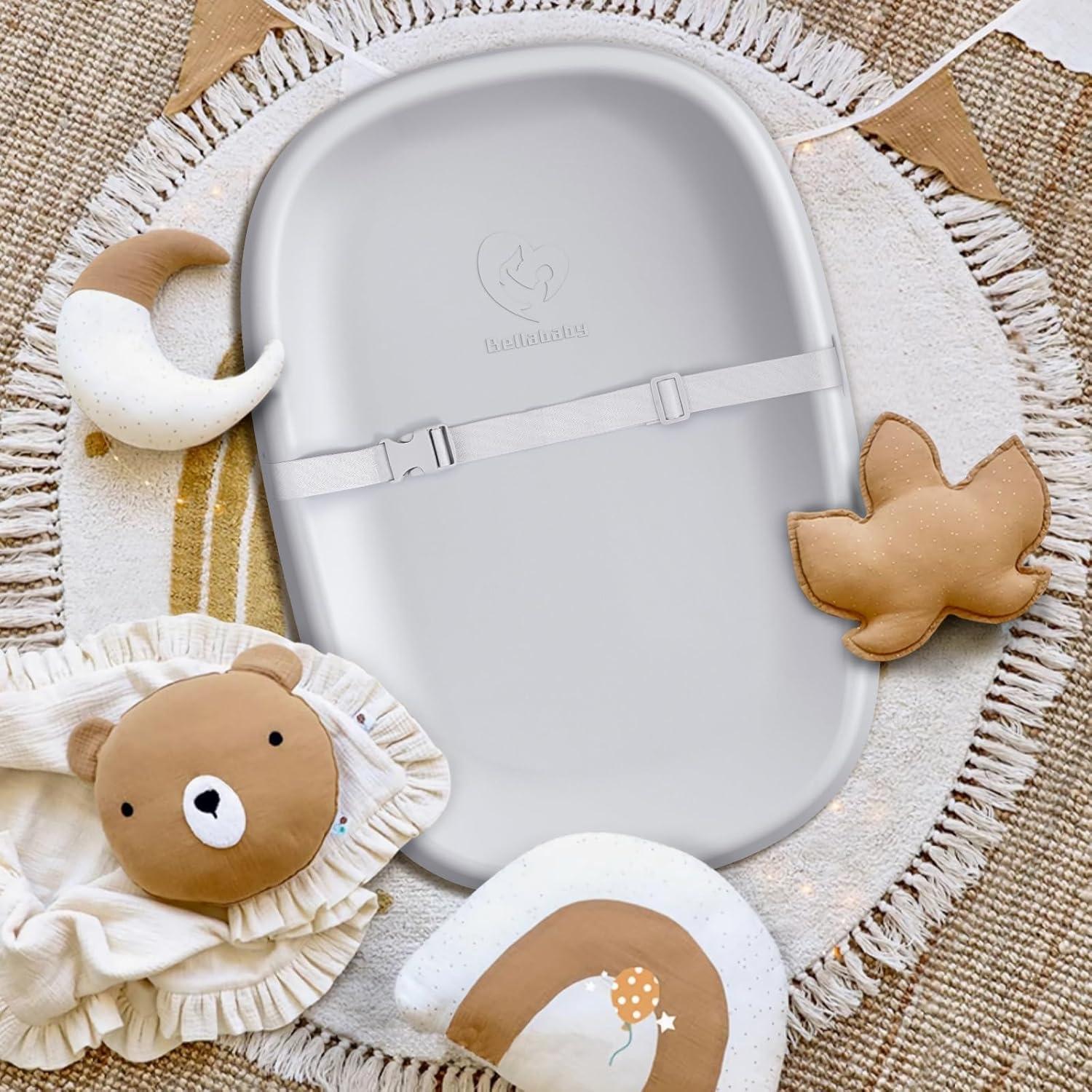 Almohadilla para Cambiar Bebés Bellababy Gris Impermeable 70x48 cm