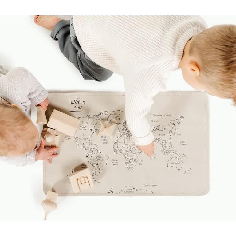 Gathre Mat de Cambio de Bebé Mapa del Mundo, Cuero Vegano 55.88x35.56cm