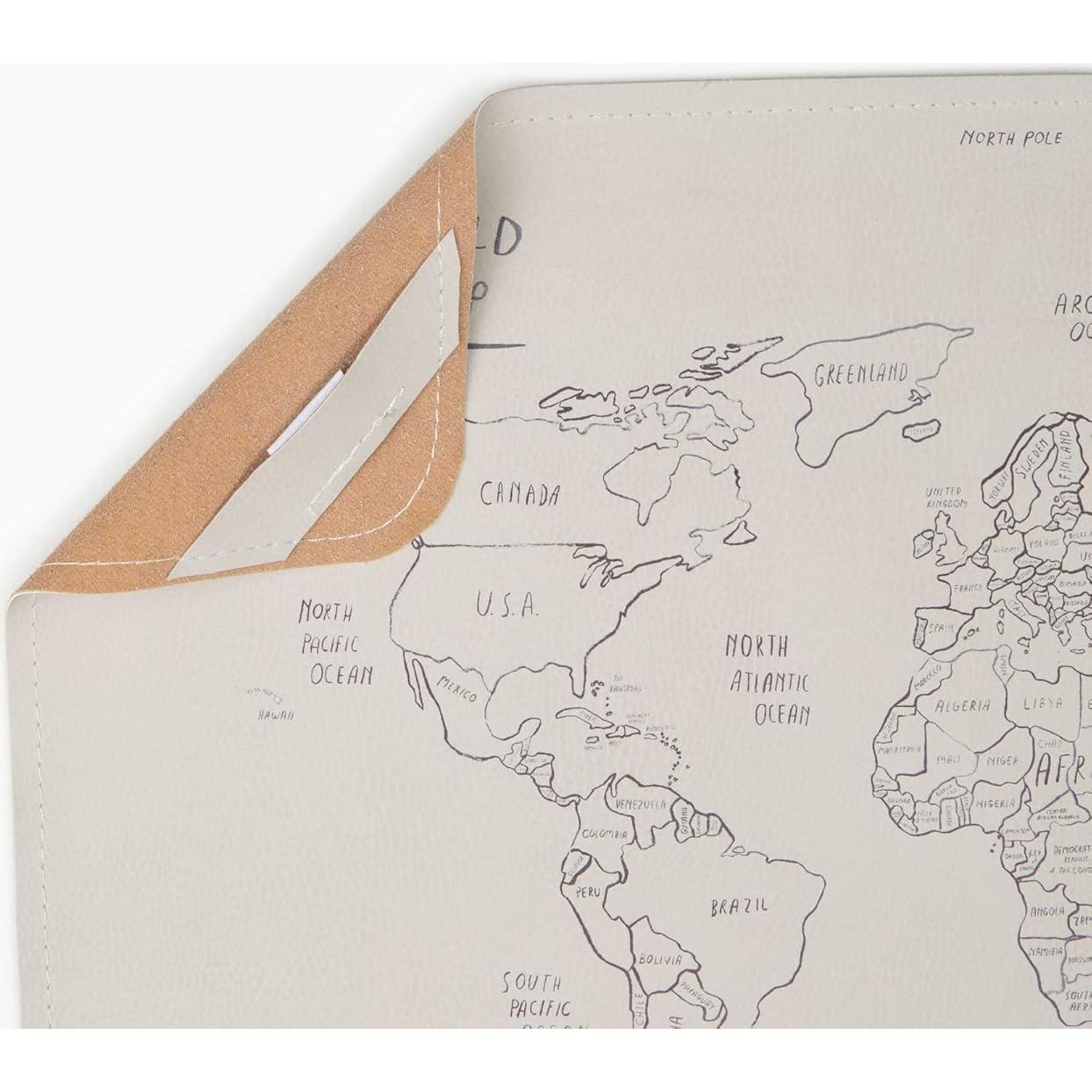 Gathre Mat de Cambio de Bebé Mapa del Mundo, Cuero Vegano 55.88x35.56cm
