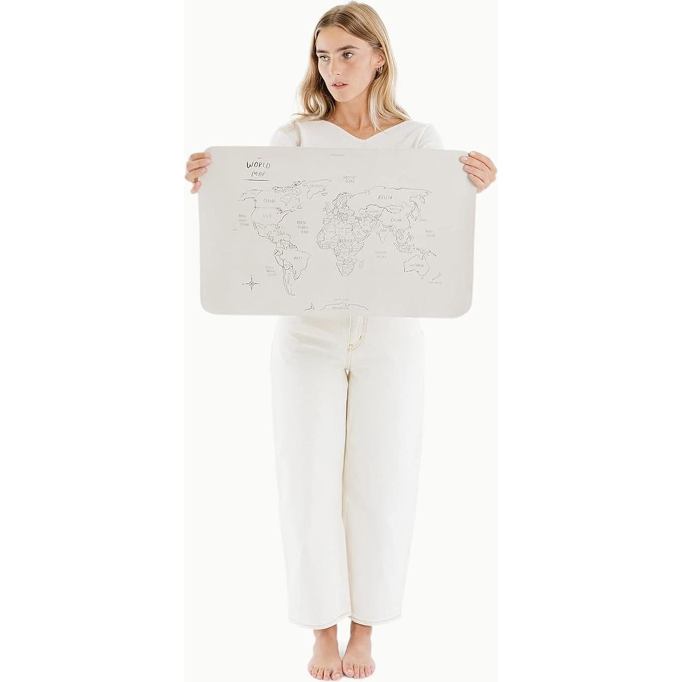 Gathre Mat de Cambio de Bebé Mapa del Mundo, Cuero Vegano 55.88x35.56cm