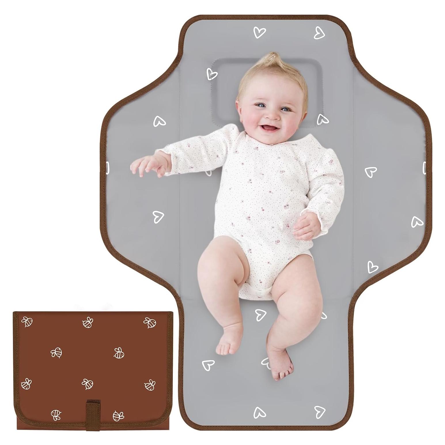 Almohadilla de Cambio de Pañales Plegable Impermeable Marrón-Abeja