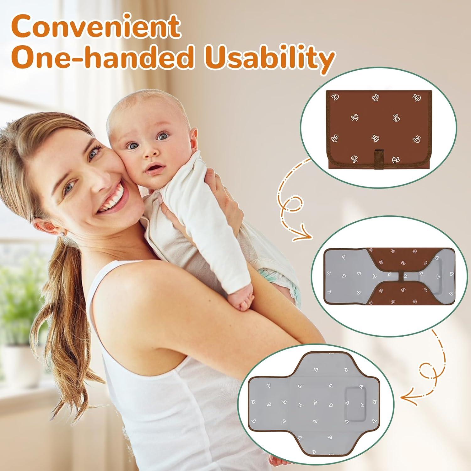 Almohadilla de Cambio de Pañales Plegable Impermeable Marrón-Abeja