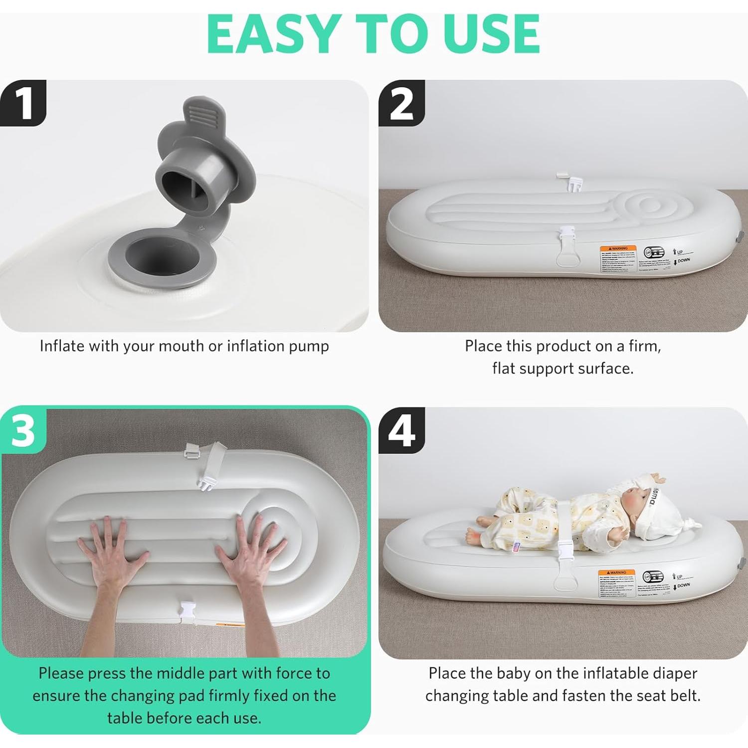 Almohadilla Inflable para Cambiar Bebés Nicemer, Gris Claro, 0.41 kg