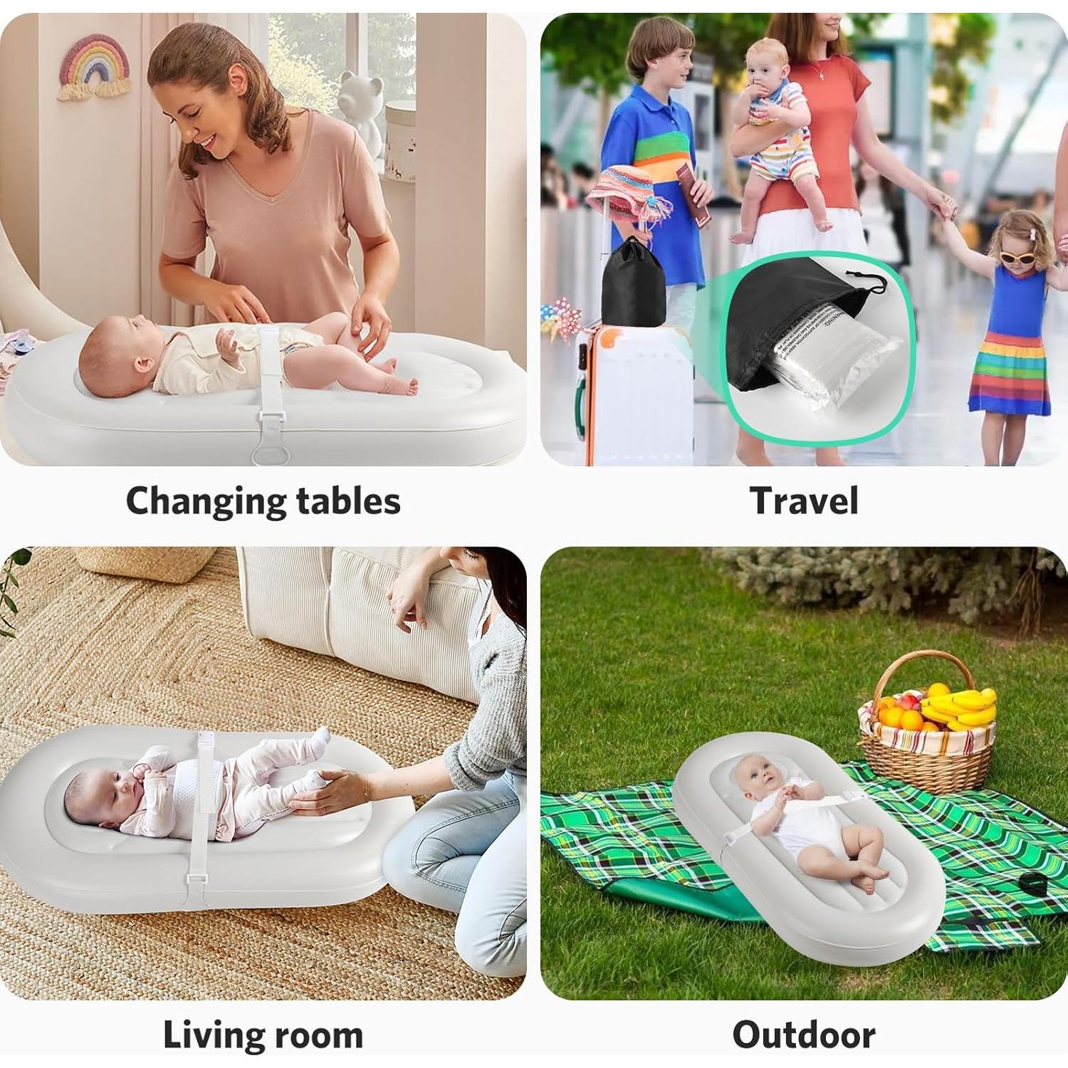 Almohadilla Inflable para Cambiar Bebés Nicemer, Gris Claro, 0.41 kg