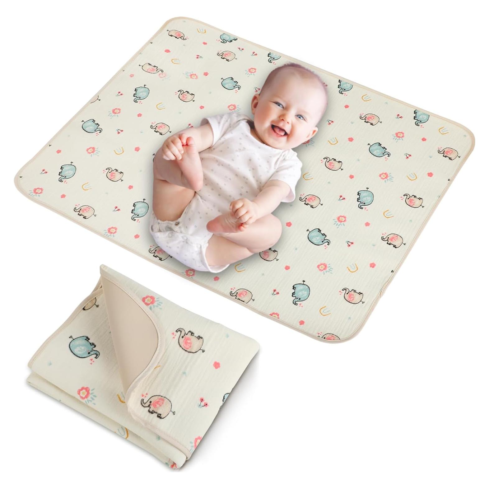 Alfombrilla para Cambiar Bebés Elefante 50x65cm Algodón Muselina