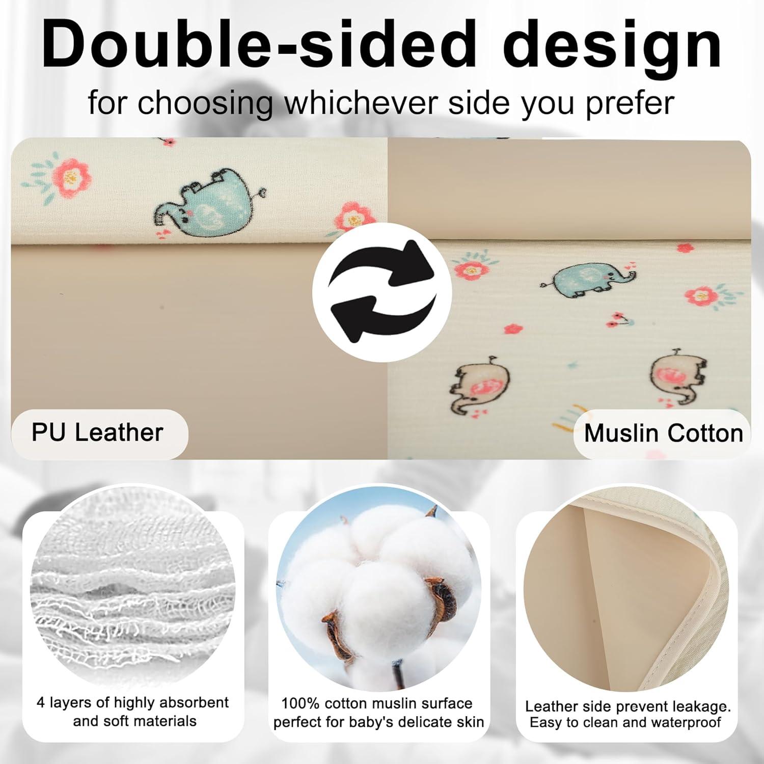 Alfombrilla para Cambiar Bebés Elefante 50x65cm Algodón Muselina