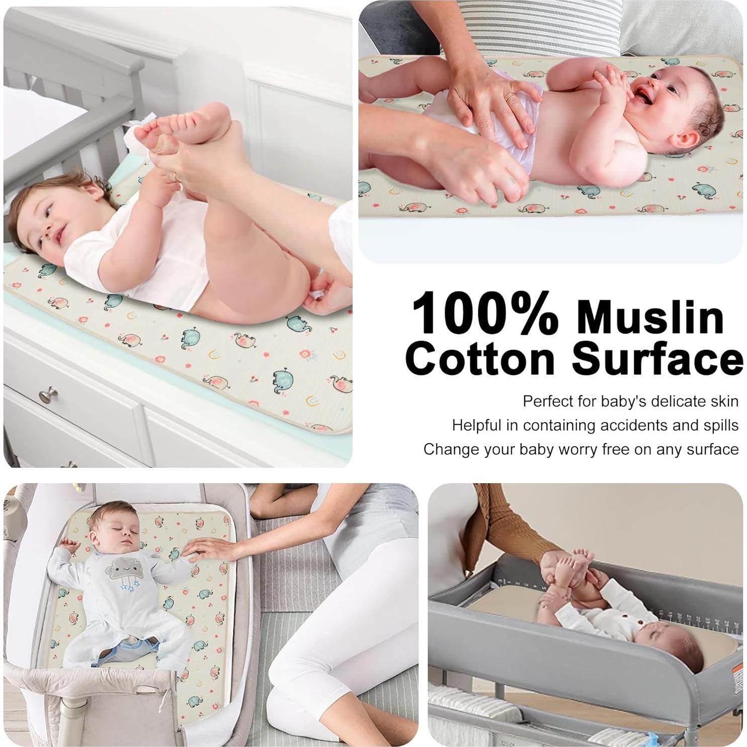 Alfombrilla para Cambiar Bebés Elefante 50x65cm Algodón Muselina
