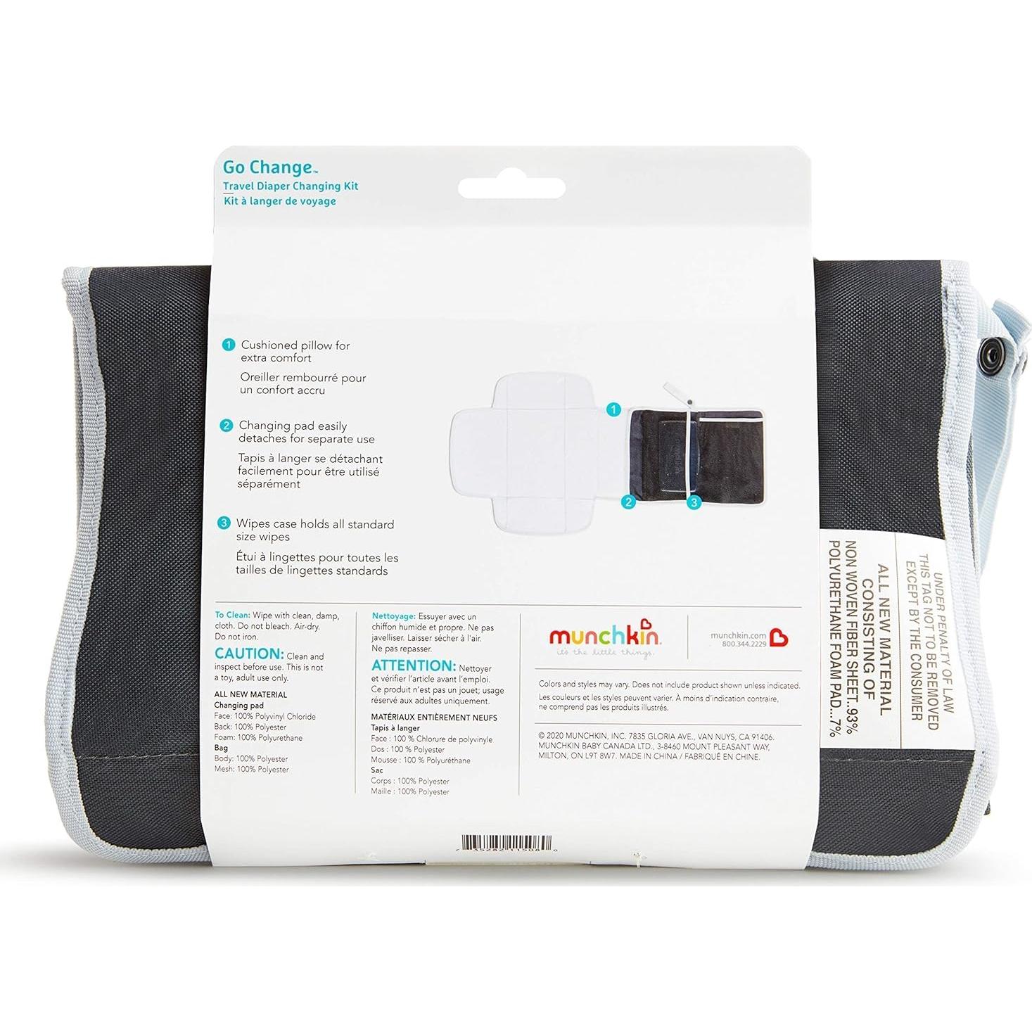 Kit de Cambio de Pañales Portátil Munchkin Gris con Almohadilla