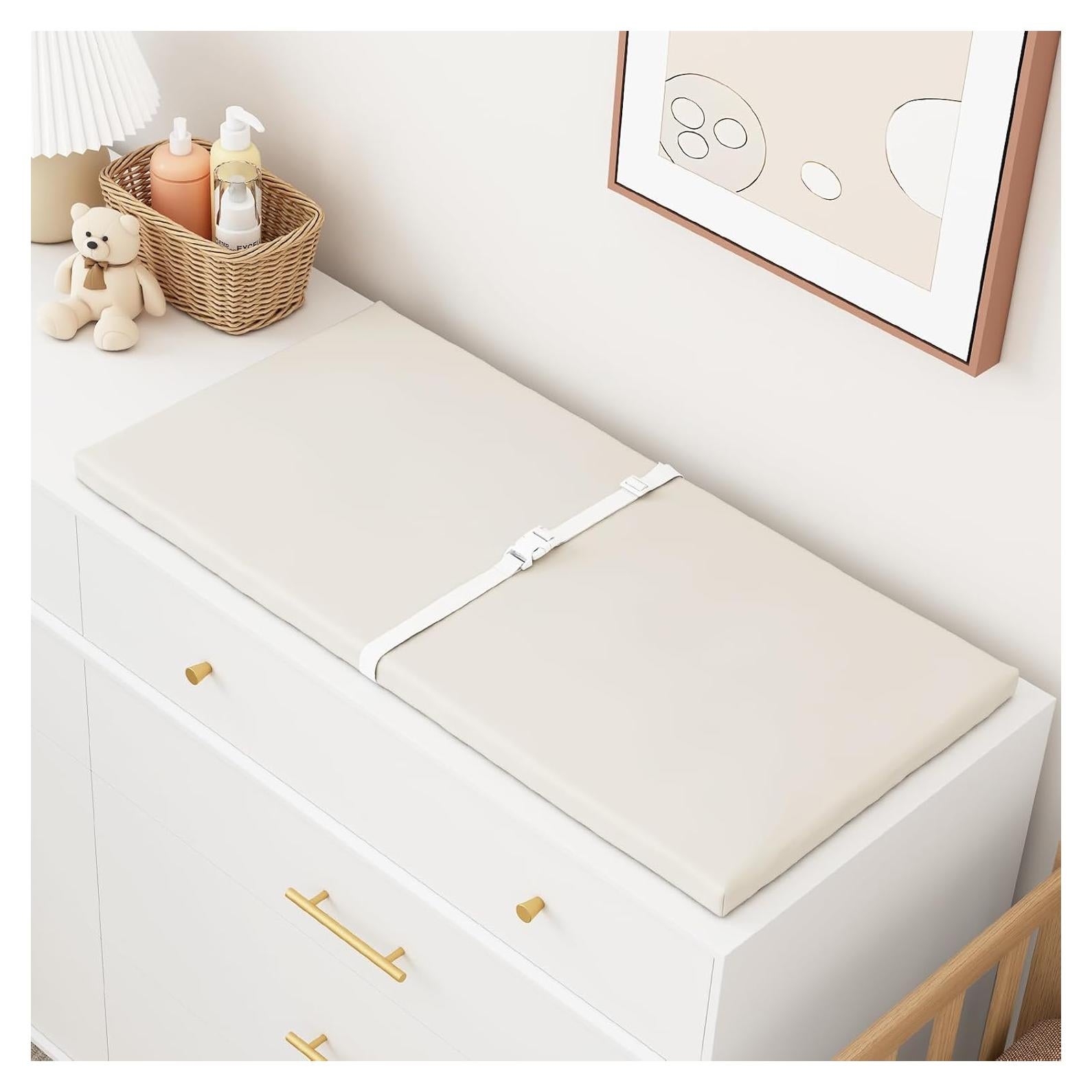 Almohadilla Cambiadora Bebés Impermeable PU 80x40 cm Blanco Roto