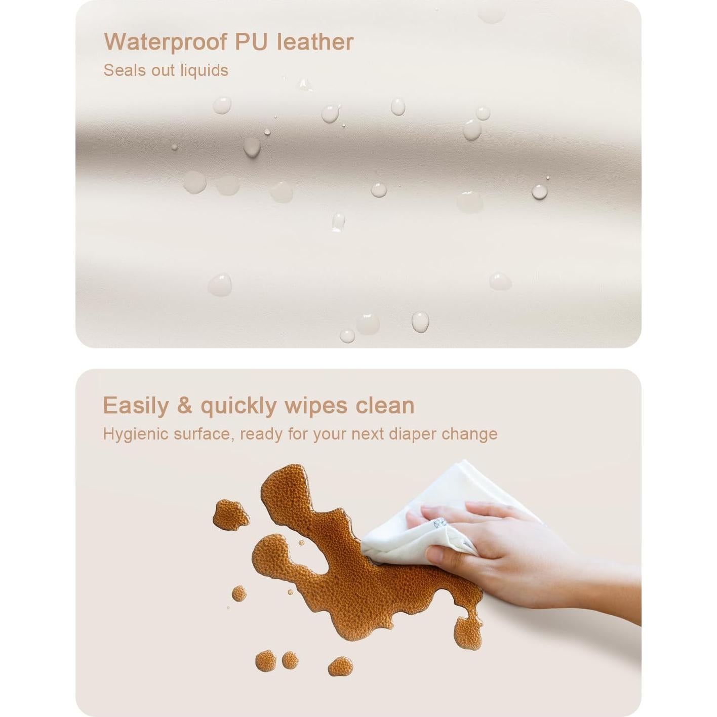 Almohadilla Cambiadora Bebés Impermeable PU 80x40 cm Blanco Roto