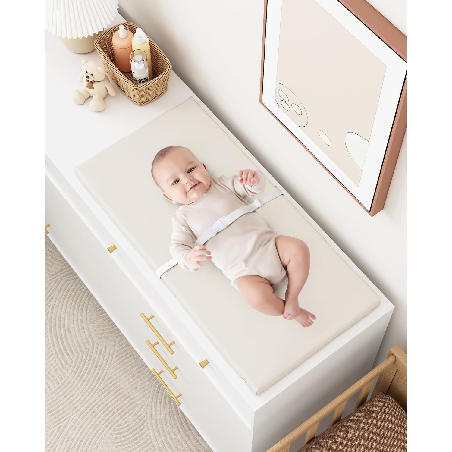 Almohadilla Cambiadora Bebés Impermeable PU 80x40 cm Blanco Roto