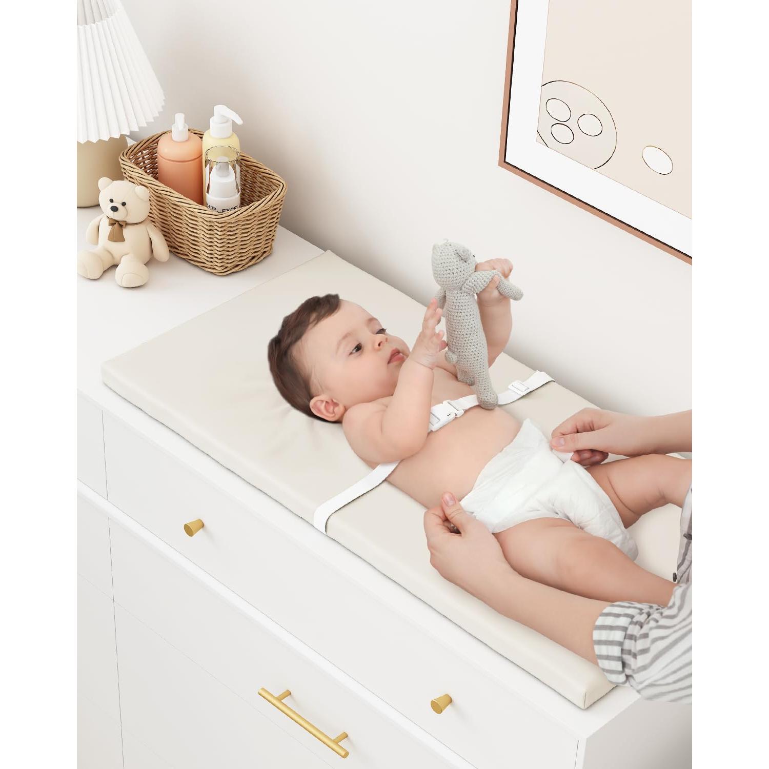 Almohadilla Cambiadora Bebés Impermeable PU 80x40 cm Blanco Roto