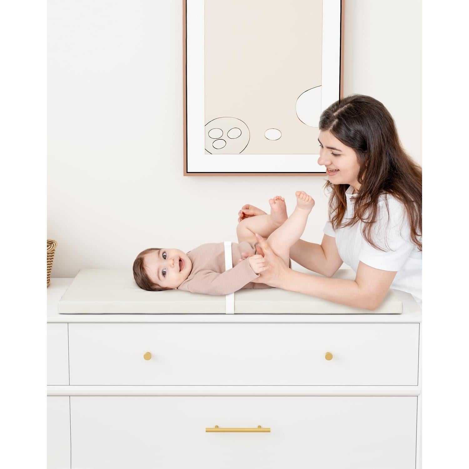 Almohadilla Cambiadora Bebés Impermeable PU 80x40 cm Blanco Roto