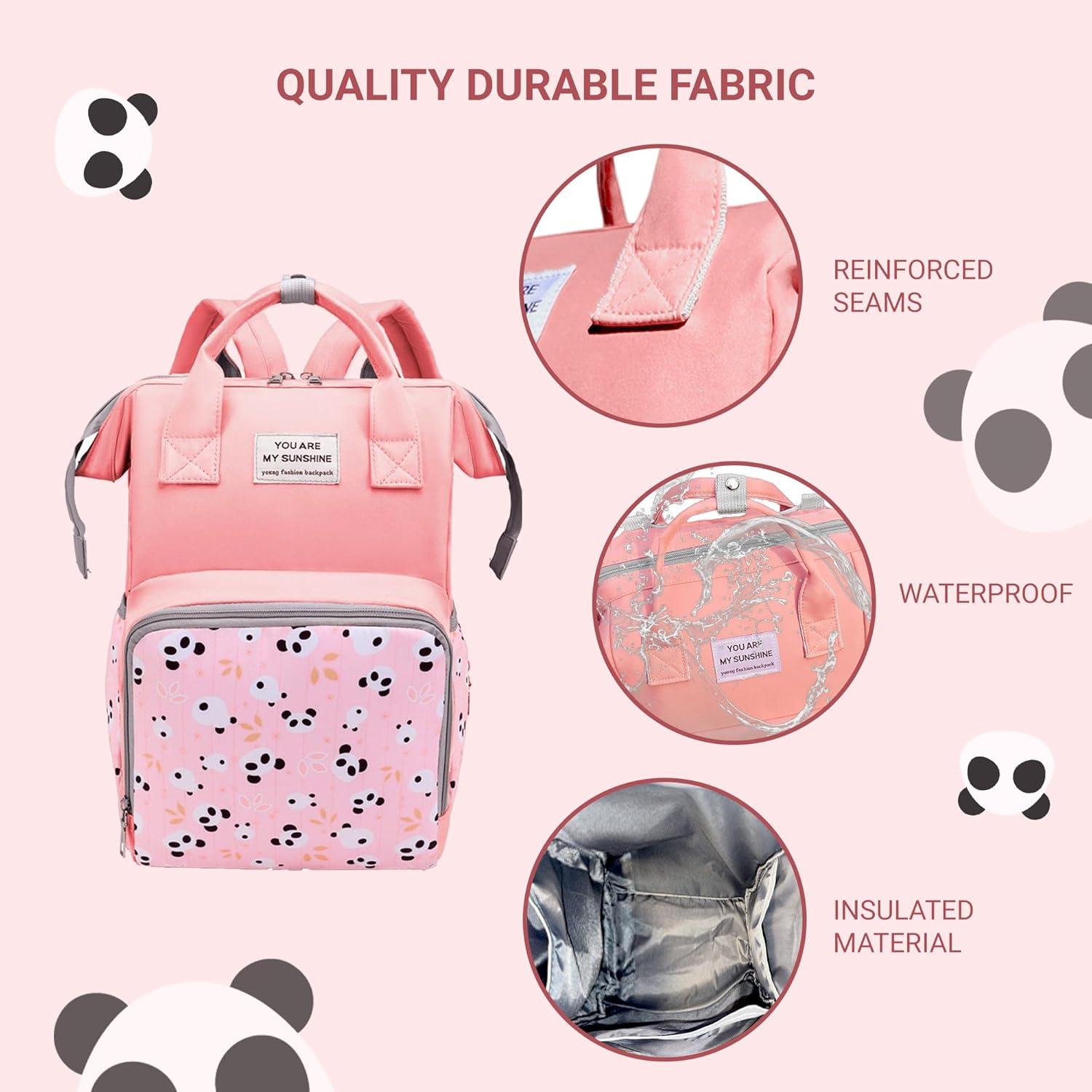 Mochila de Pañales Abee Rosa Impermeable con Cambiador y Bolsa