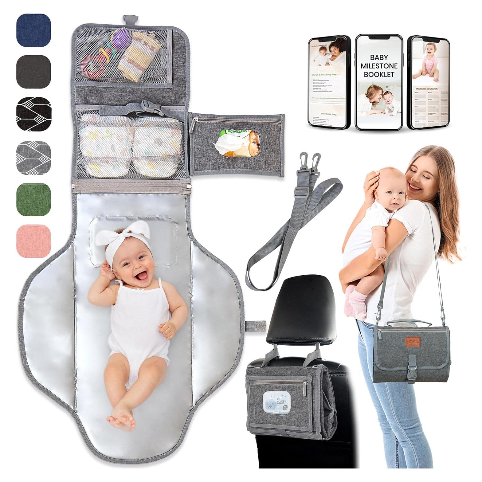 Almohadilla de Cambio Portátil Pillani Gris - Impermeable y Compacta