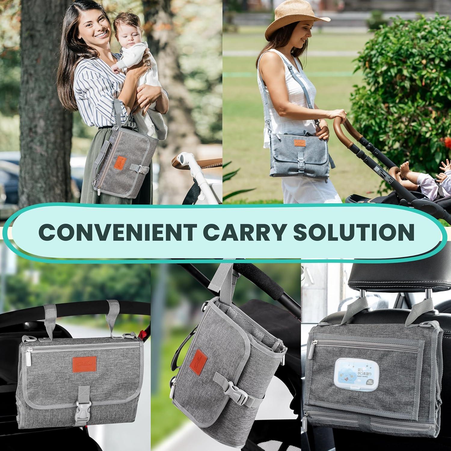 Almohadilla de Cambio Portátil Pillani Gris - Impermeable y Compacta