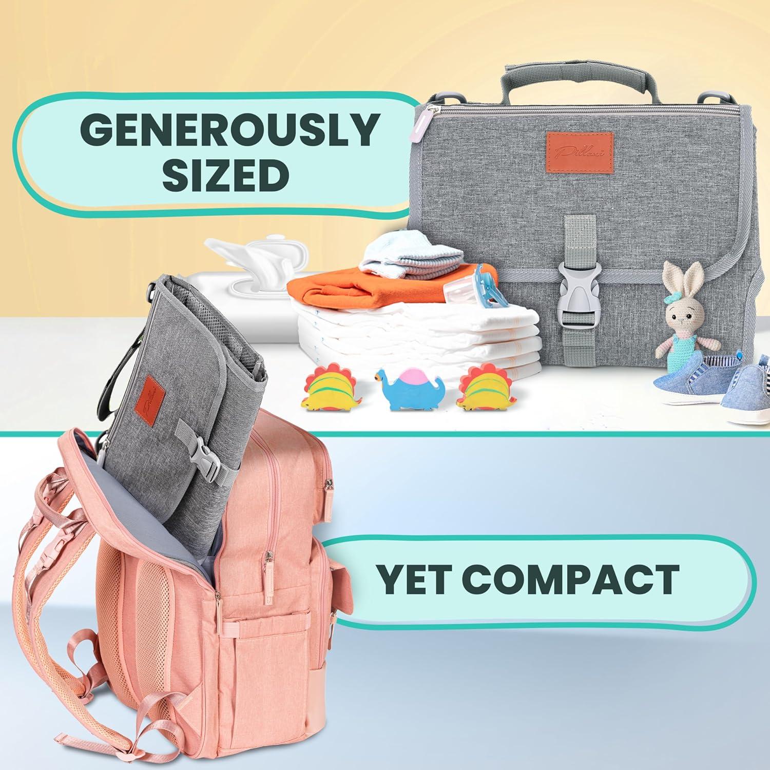 Almohadilla de Cambio Portátil Pillani Gris - Impermeable y Compacta