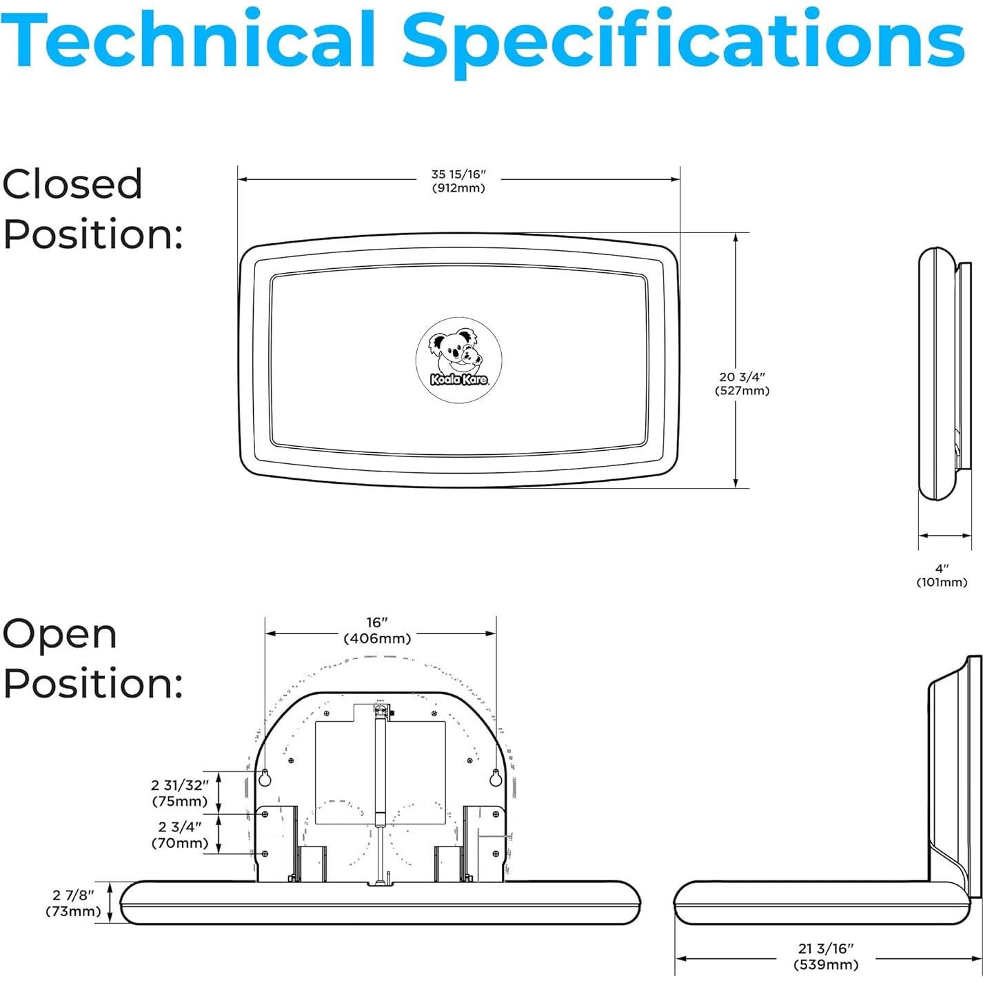 Estación de Cambio de Bebés Koala Kare KB300-05 Granito Blanco