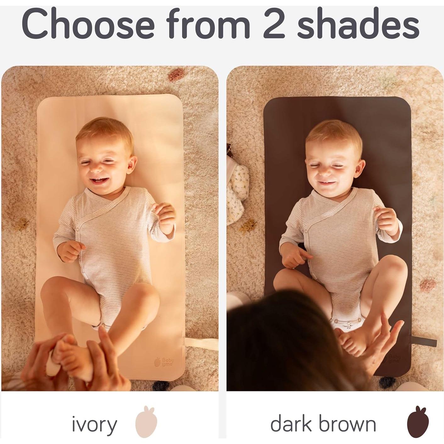 Baby Uma Vegan Leather Baby Changing Mat - Waterproof & Wipeable Changing Pad, XL for Growing Babies, Non-Toxic, Lead-Free & Phthalate-Free, Folds up for Easy Transport, 30″ x 16″ (Ivory)