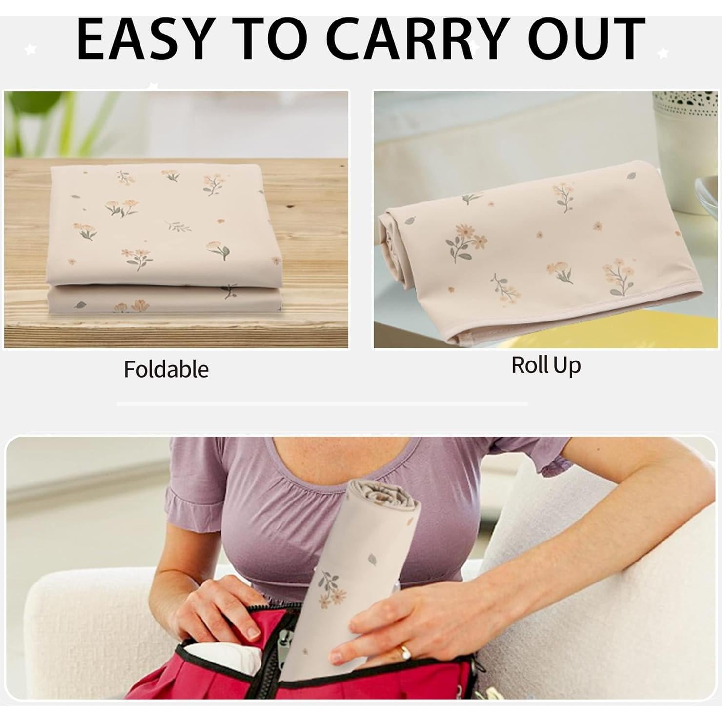 Alfombrilla de Cambio de Bebé Cuero Vegano Plegable 71x51cm