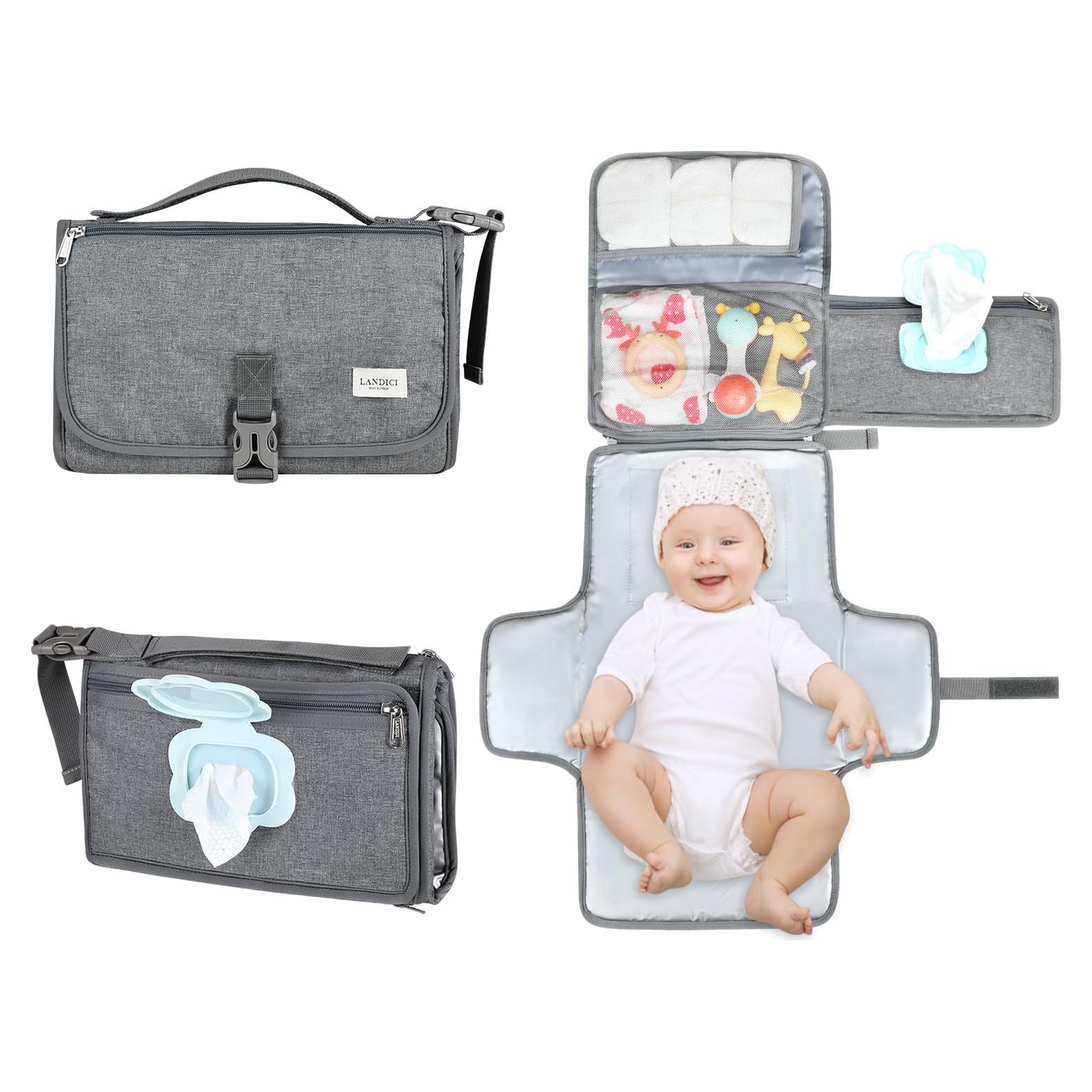 Almohadilla Portátil para Cambiar Pañales LANDICI Gris 92x30cm