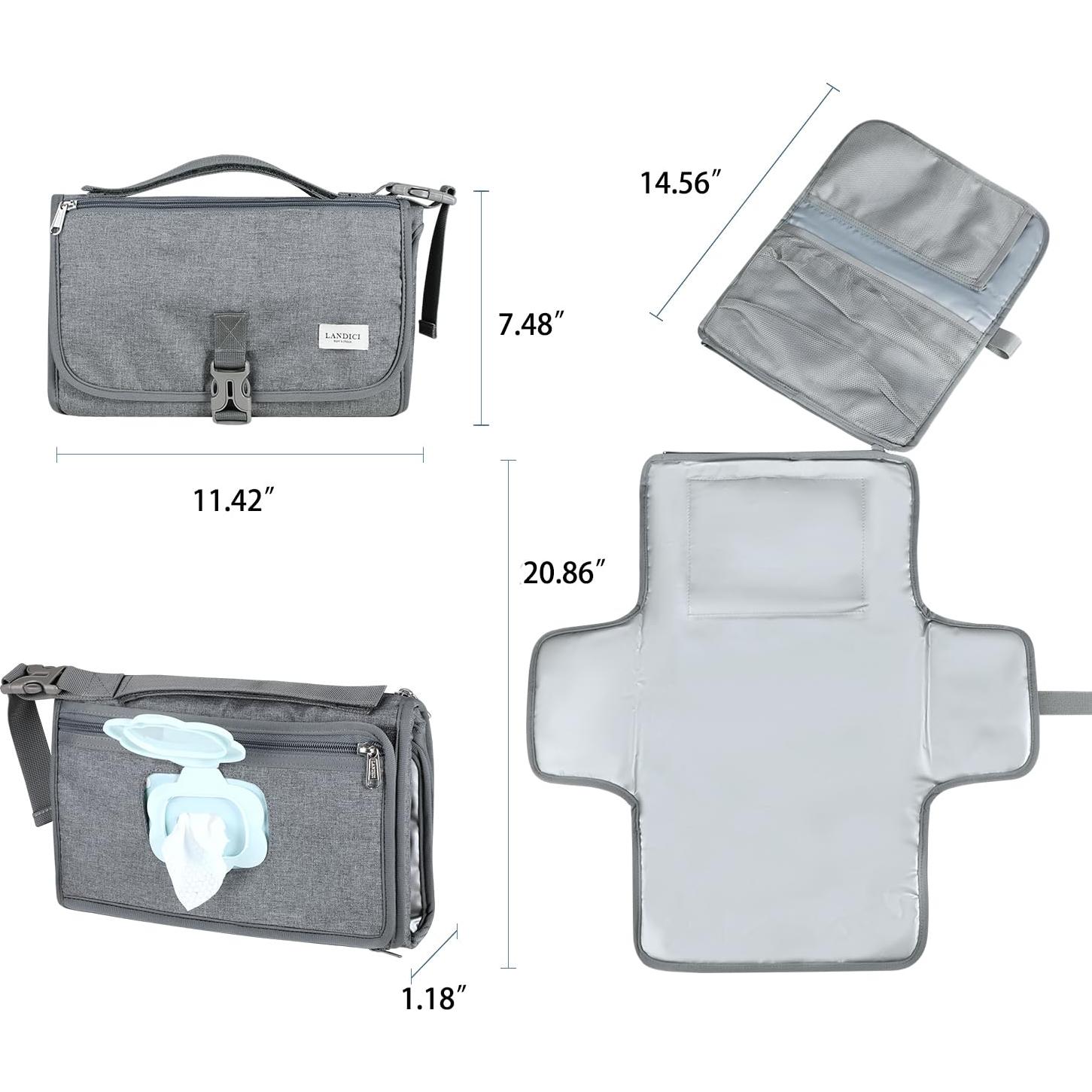 Almohadilla Portátil para Cambiar Pañales LANDICI Gris 92x30cm