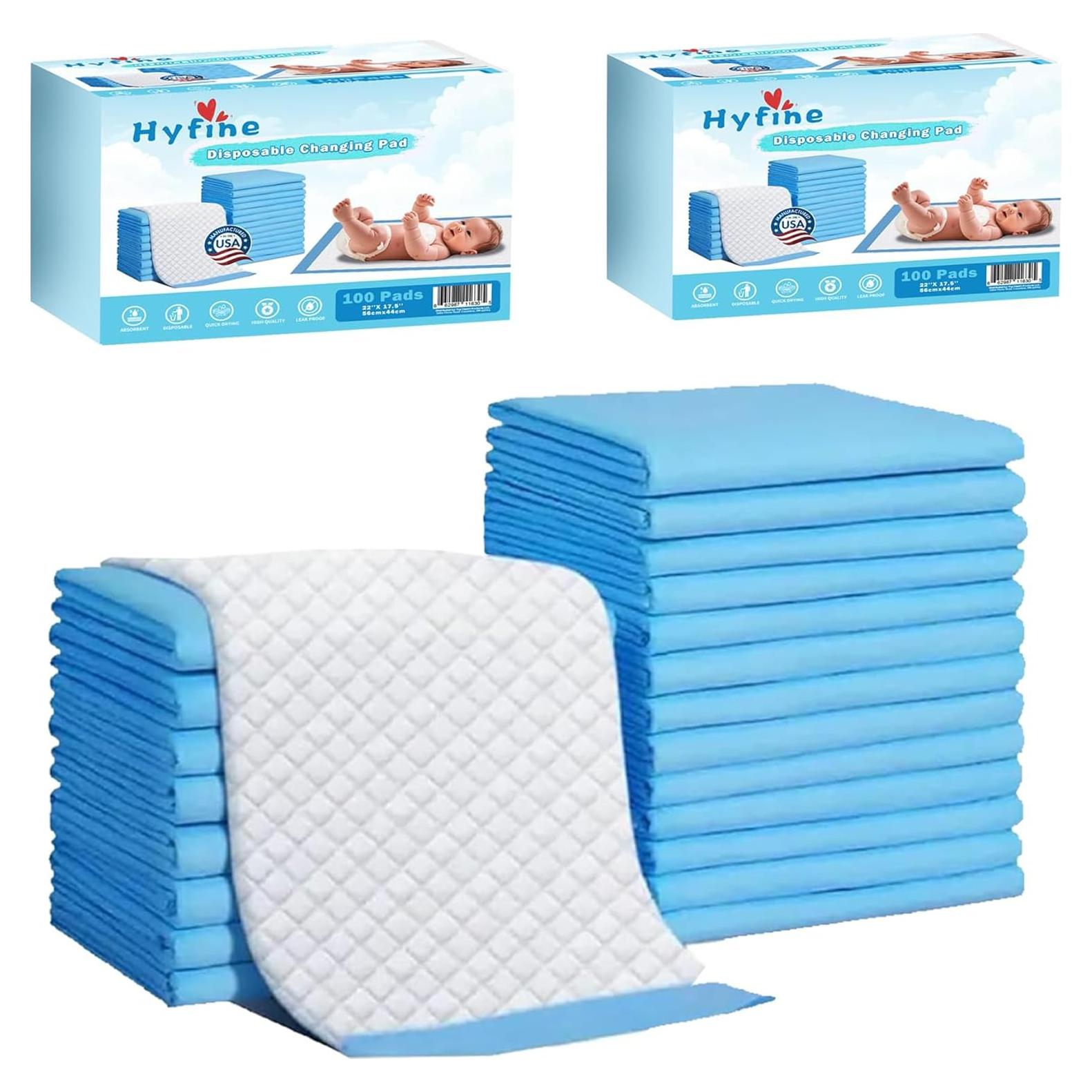 98 Almohadillas Desechables para Cambiar Bebés Hyfine 55.9x44.5 cm