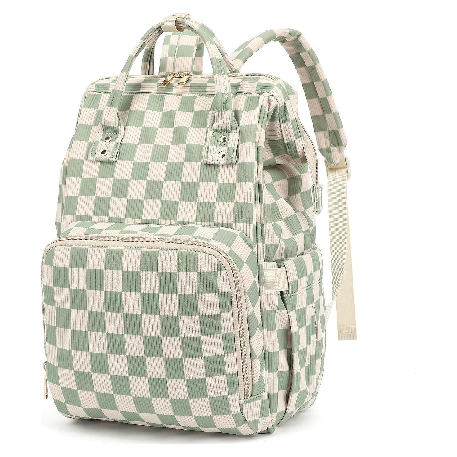 Mochila de Pañales Pana Verde Cuadros 22L para Mamá