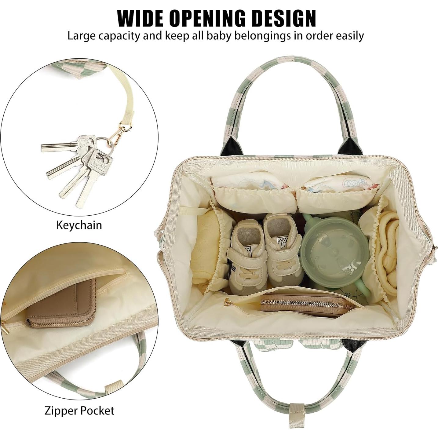 Mochila de Pañales Pana Verde Cuadros 22L para Mamá