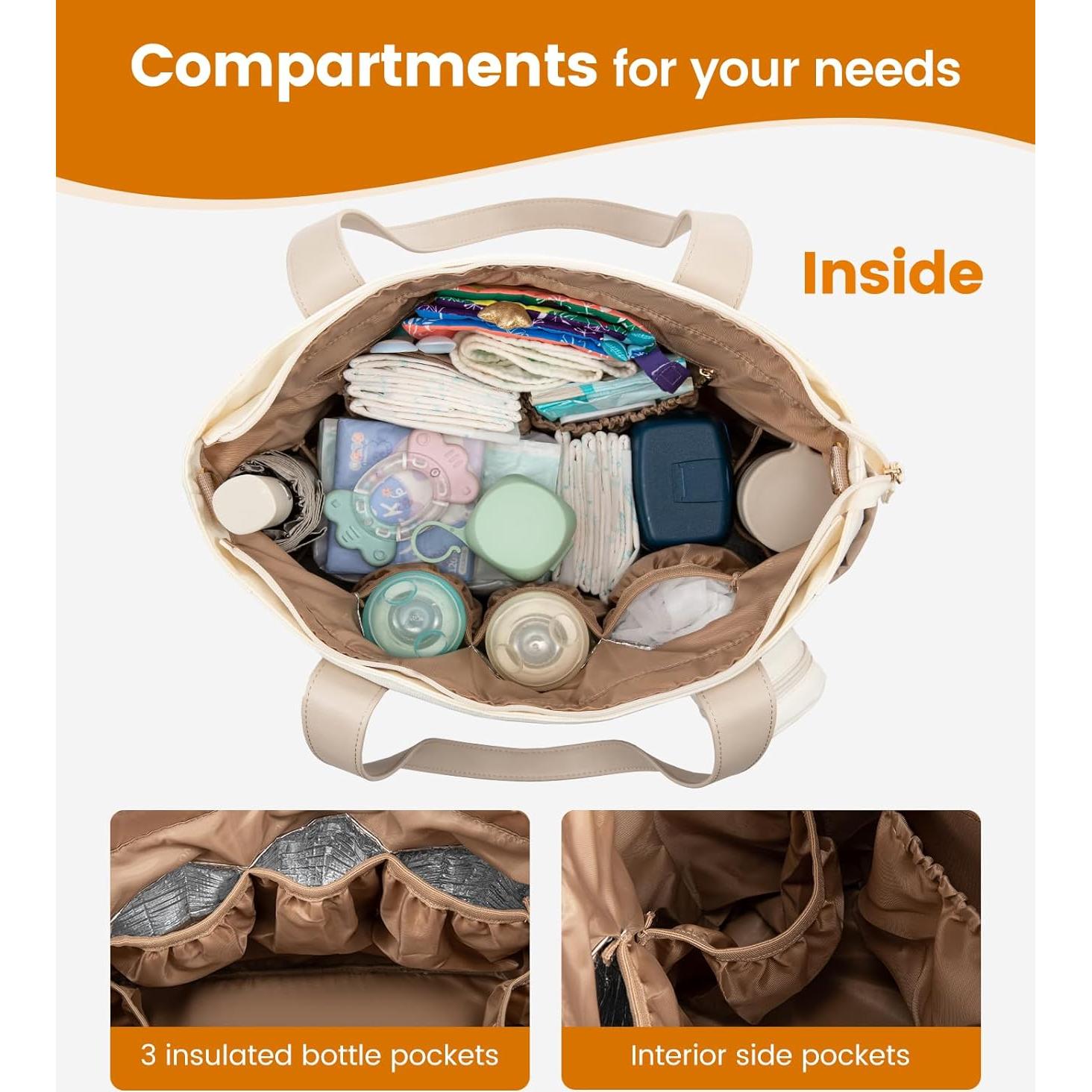 Bolso de Pañales LoveVook Grande Beige-Khaki con Manta Cambiadora